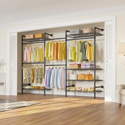 Miniatura 9 de Timate F3 Perchero resistente para colgar ropa, perchero industrial expandible montado en la pared, armario de almacenamiento ajustable, sistema de