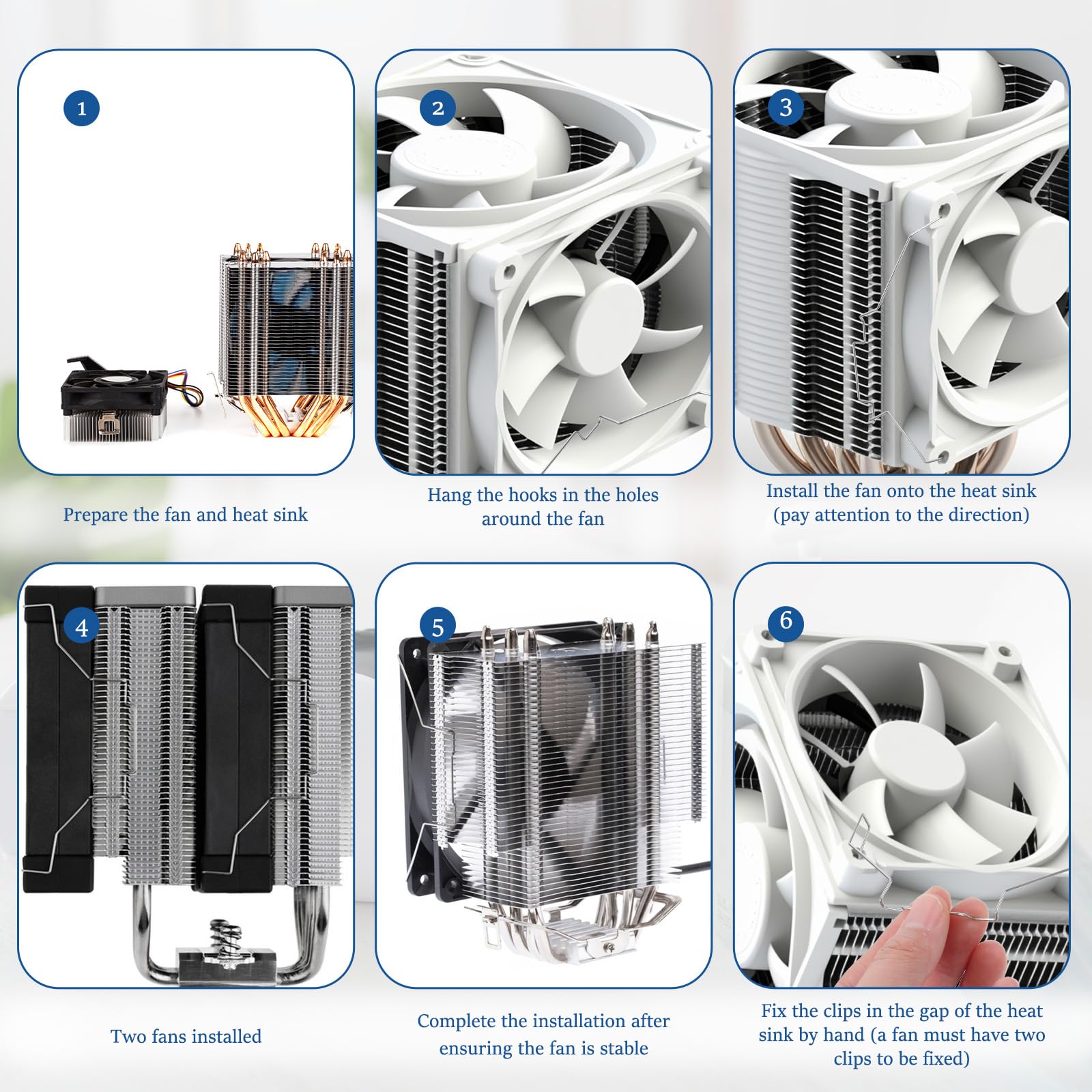 8 hebillas de ventilador de disipador de calor de CPU de 4.7 in, clip de fijación para ventilador de radiador de CPU, soporte fijo para PC, placa base de PC, ventiladores CpuRadiator, hebilla de 3