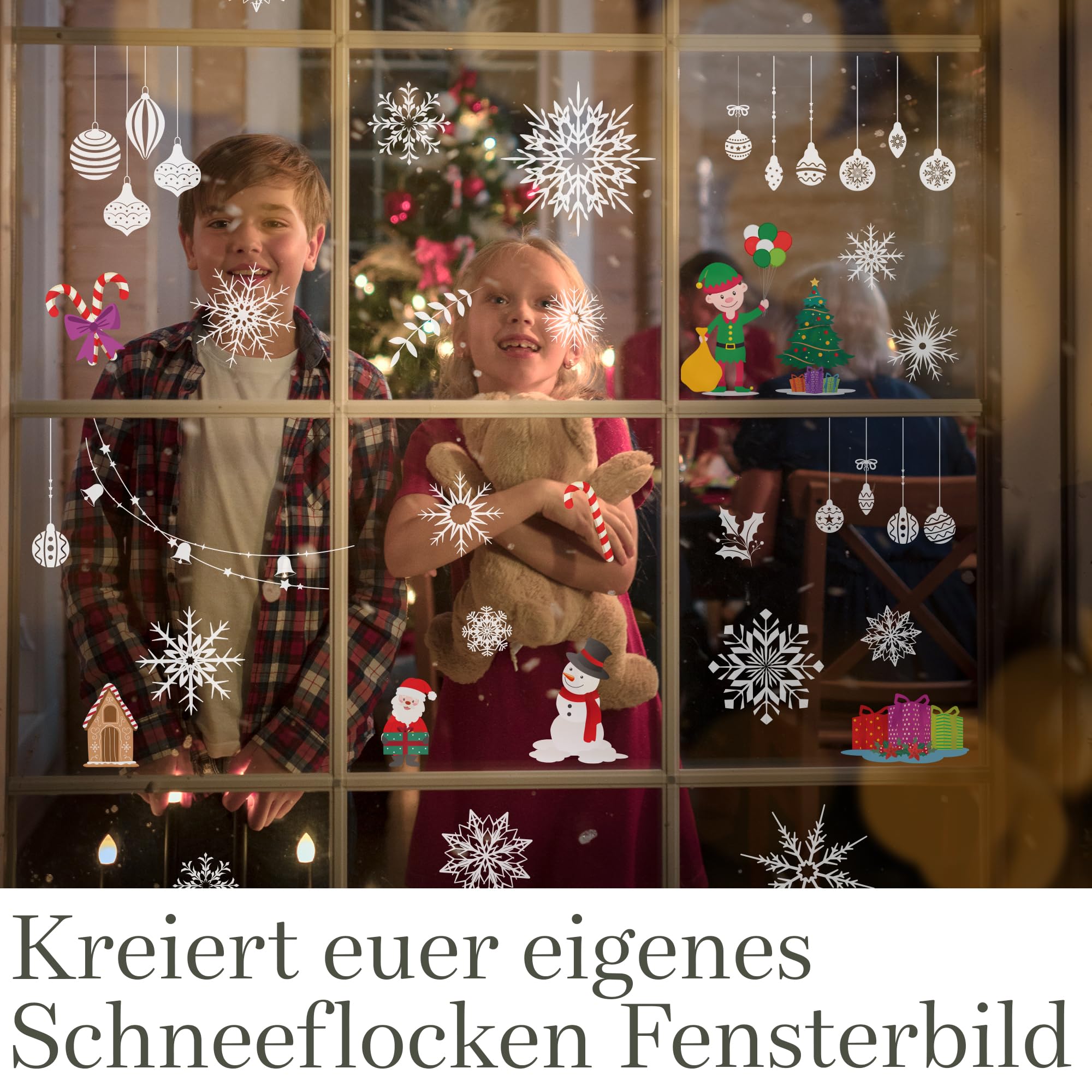 Weihnachts-Fensteraufkleber – 6 Bögen Mit Schneeflocken & Motiven, Statisch, Wiederverwendbar