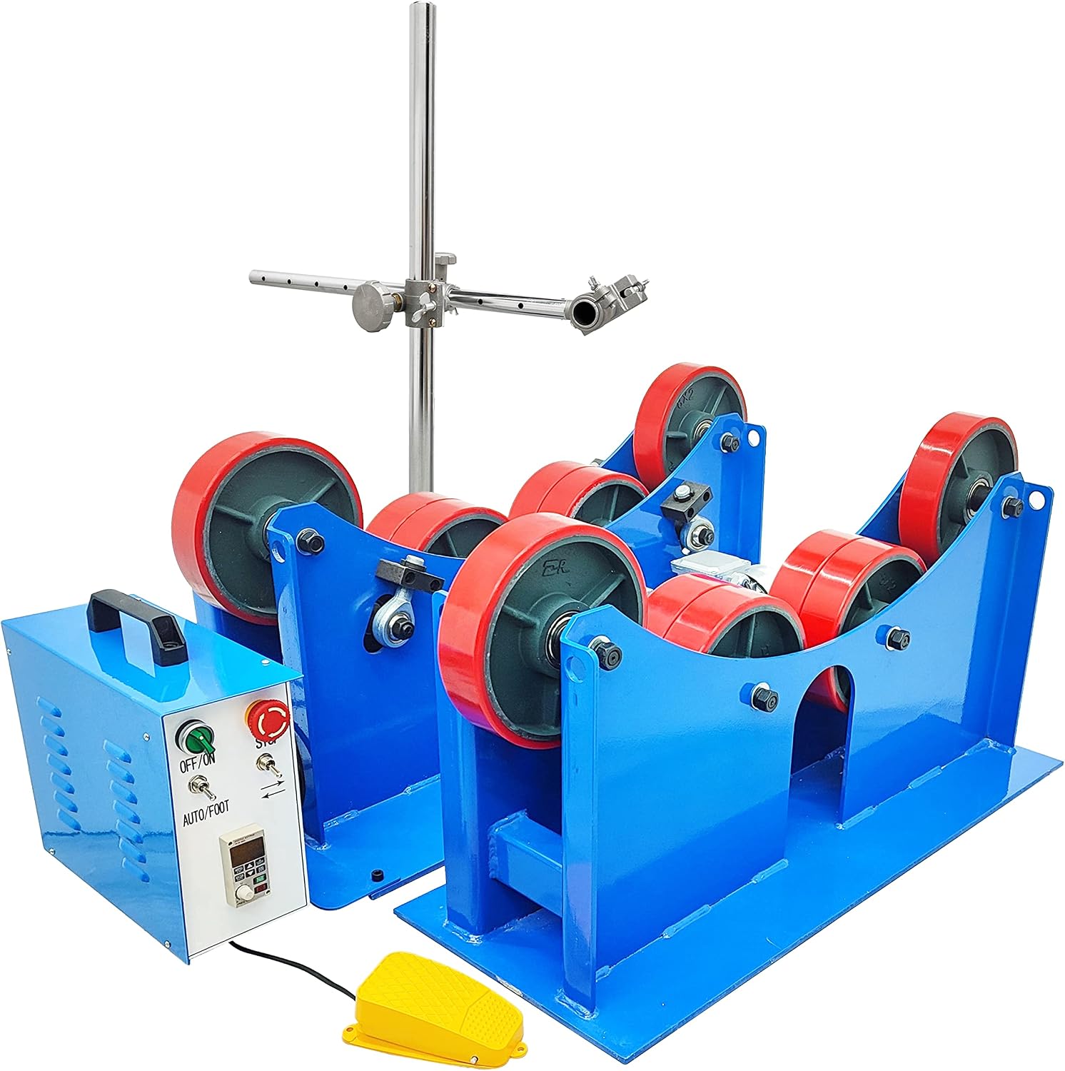 TECHTONGDA 110V Turning Rolls Linkage Roller, 6600 LB Loading Capacity Welding Tank Turning Rolls, Welding Positioner with 2.8"-47" Working Diameter for Welding Equipment Support, PU Rollers