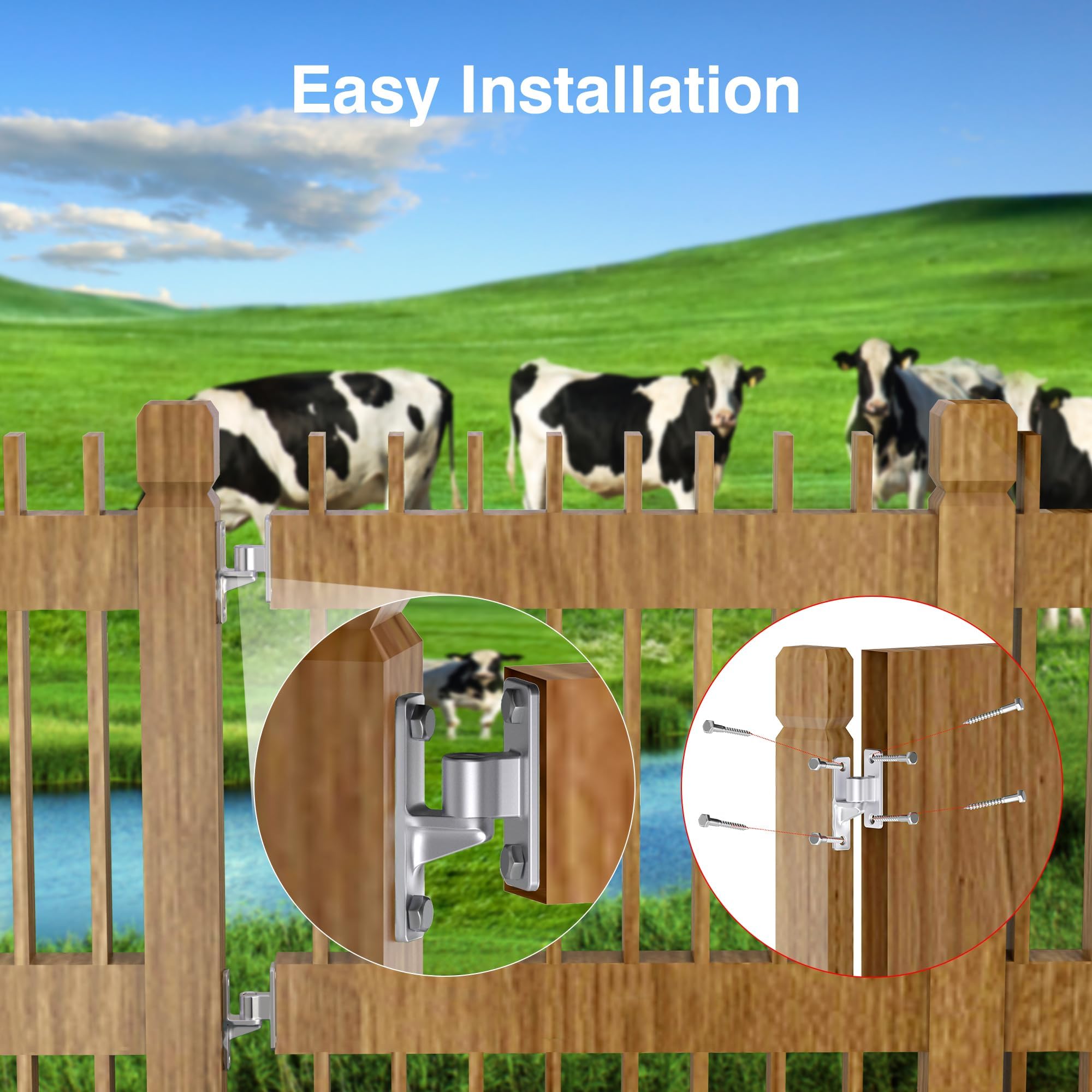 Paquete de 4 bisagras de puerta resistentes, bisagras de puerta de acero inoxidable 304, bisagras de puerta de granja de hasta 600 libras, diseño de una pieza, accesorios de bisagra de puerta