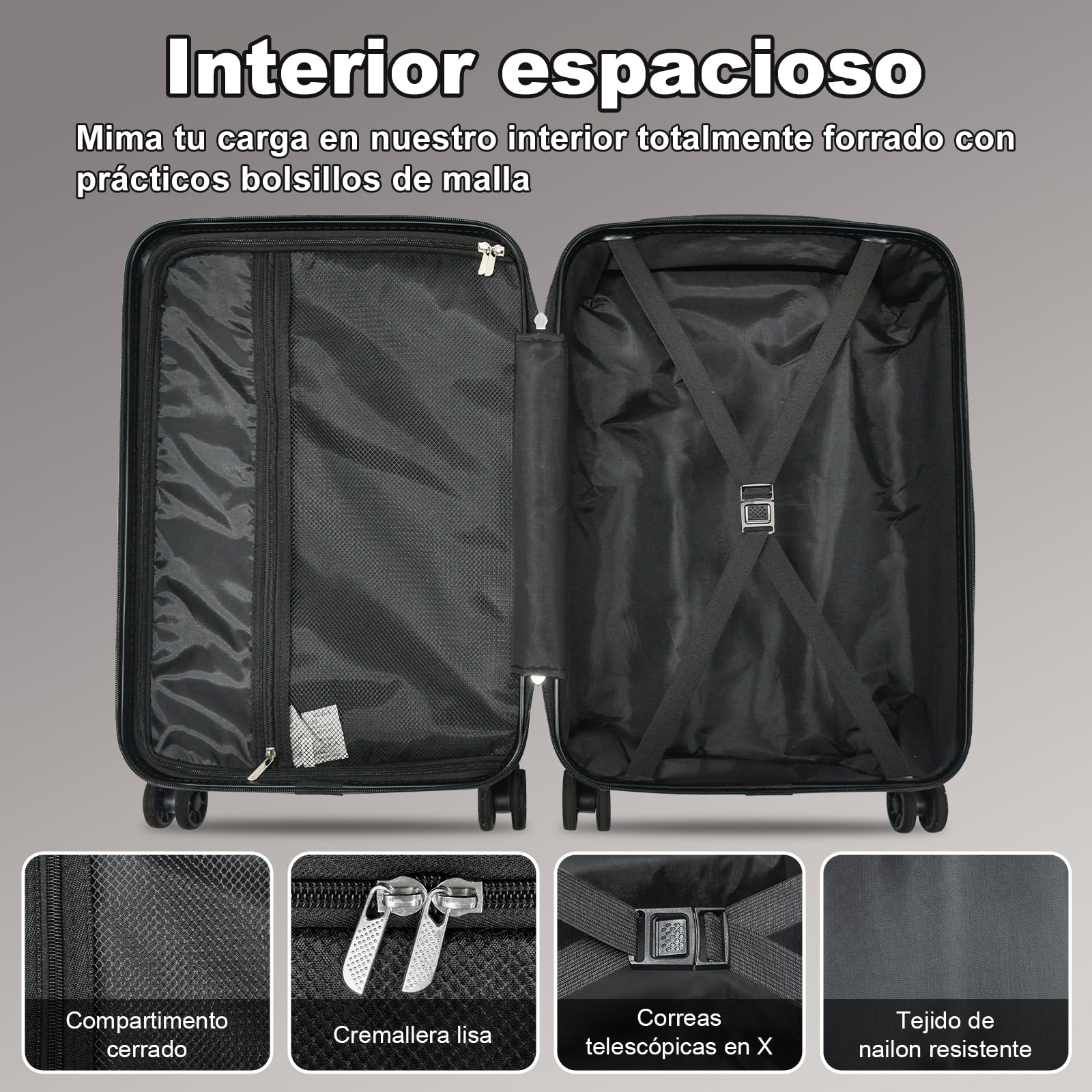 Joyway Juego 6 Maletas ABS, TSA, Ruedas 360° Bloqueables, Neceser y Bolsa
