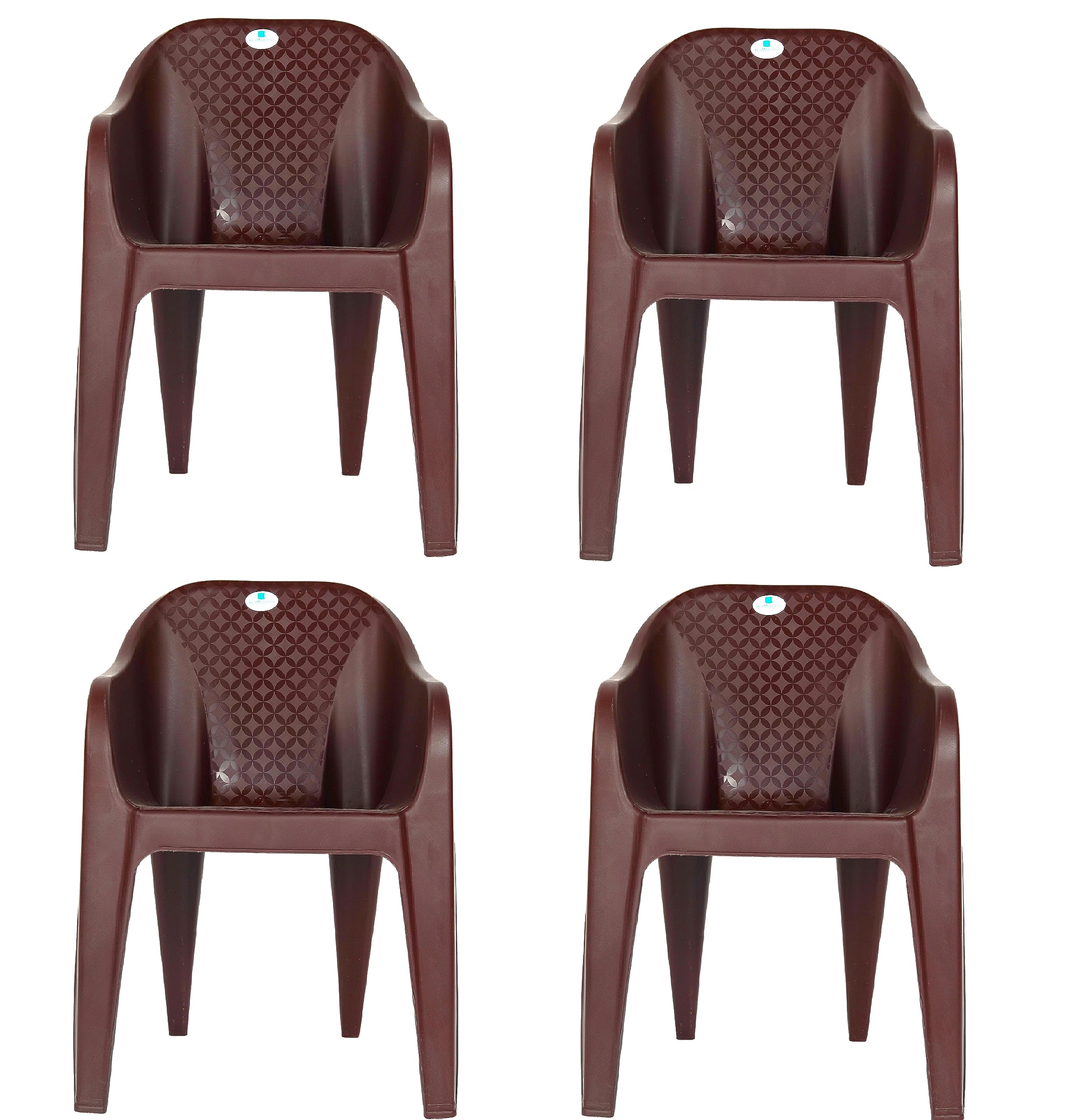 Plastic Chair | Chiars for Home | Dining Chair | Plastic Sofa Set, Office, Garden, Indoor & Outdoor | Kursi | Color - Brown | Plastic Chairs Set of 4 Pieces