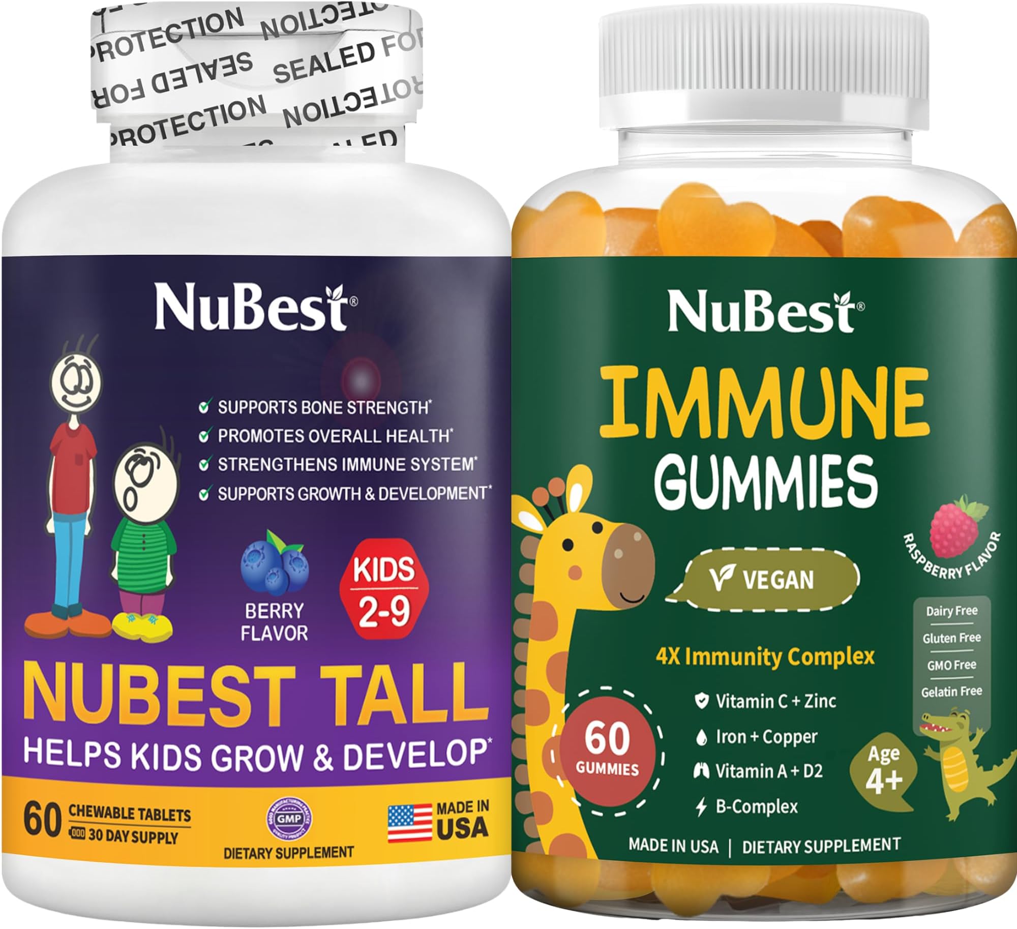 Bundle Daily Wellness, Immune & Comprehensive Development Kids 60 Count Multivitamin Chewables and Immune Multivitamin Gummies for Kids & Teens