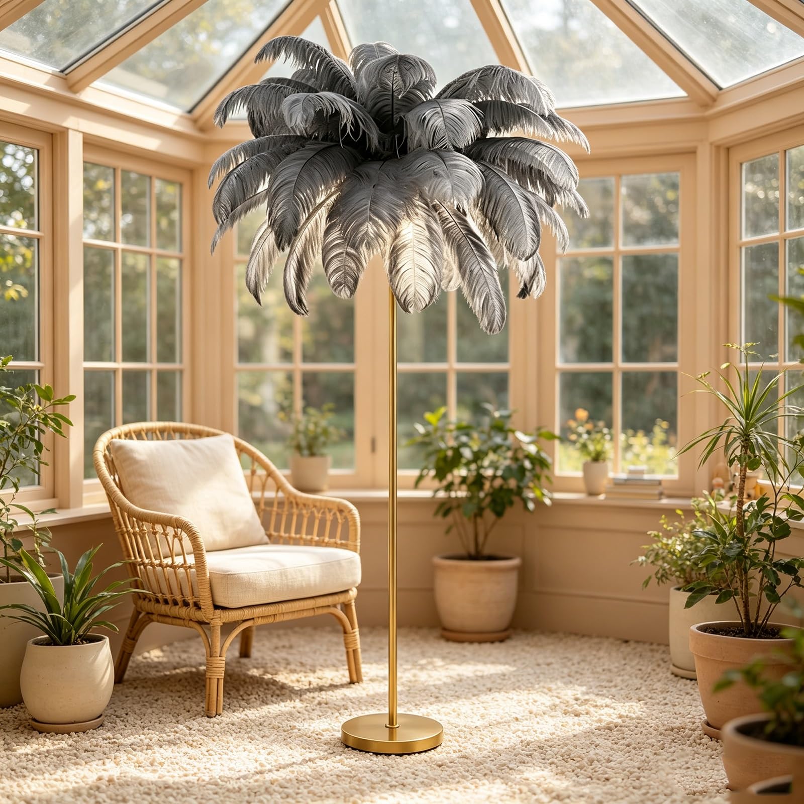 LCNDKF Indoor Aesthetic Feather Floor Lamp