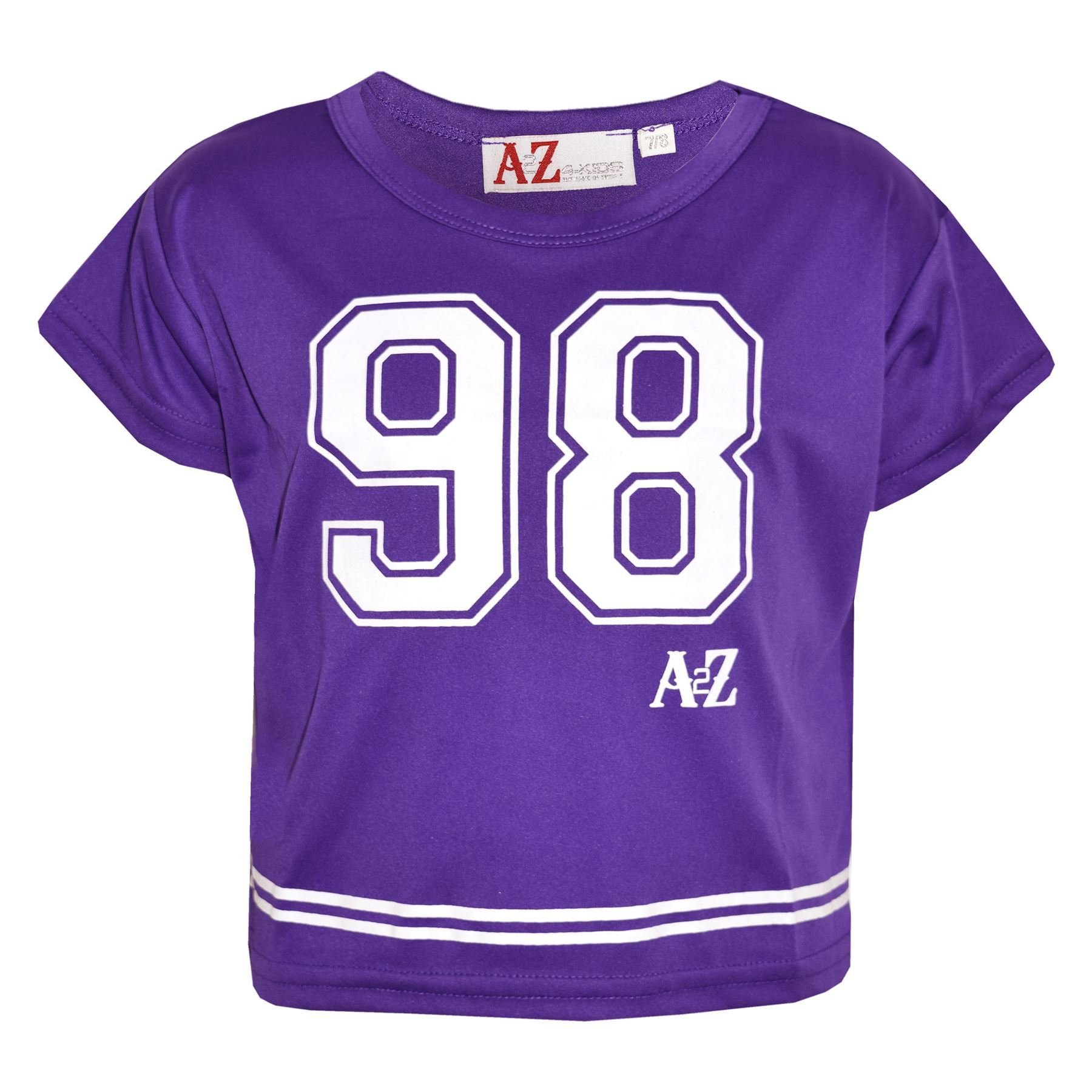 A2z 4 Kids Girls Purple Top Kids 98 Trendy T Shirt - New Crop Top 98 11-12