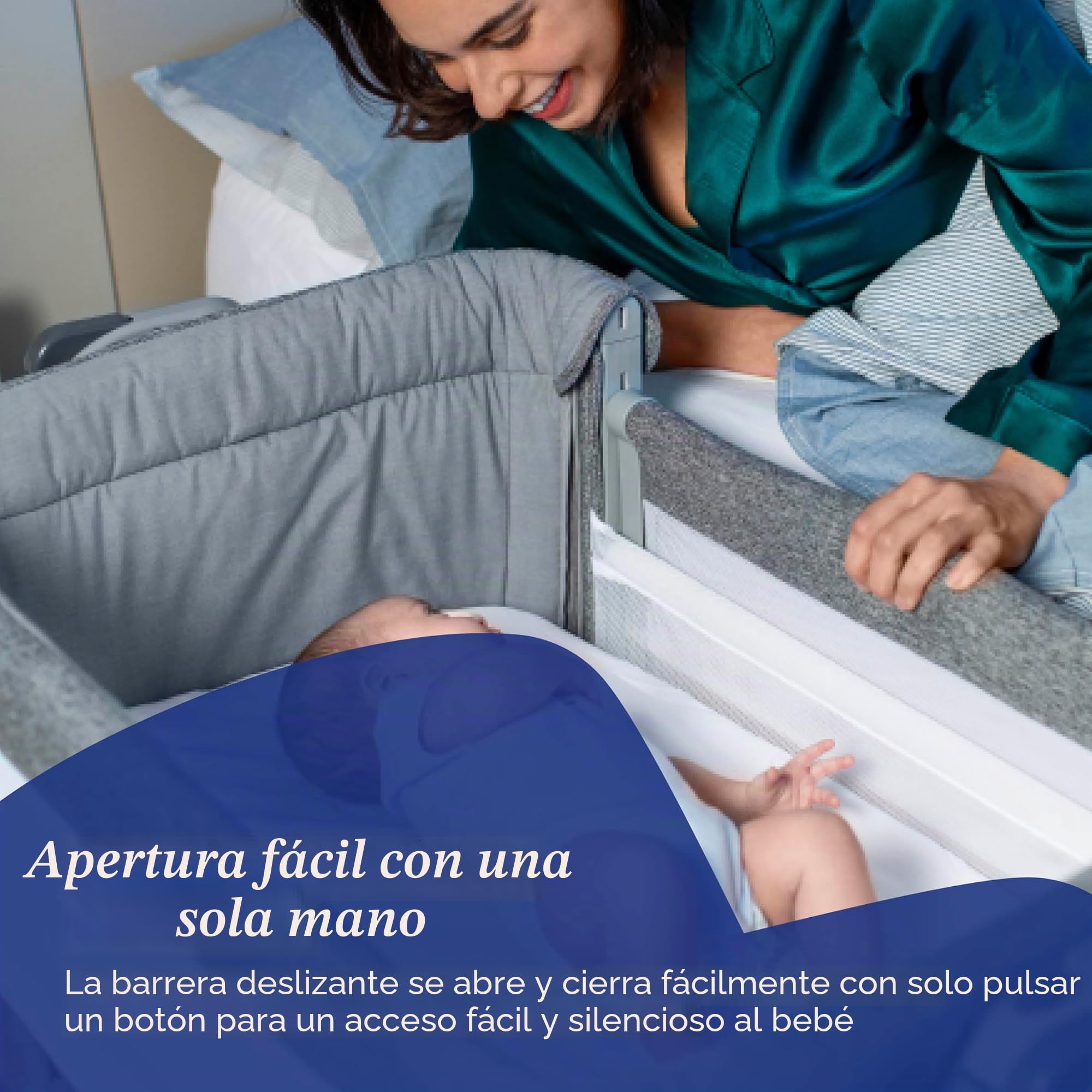 Chicco Next2Me Magic EVO - Cuna Infantil, Compatible con Diferentes Camas, Modo balancín, Altura Ajustable, Barrera Deslizante, 4 Ruedas, Buena circulación de Aire, colchón y Bolsa incluidos, 0-6 m