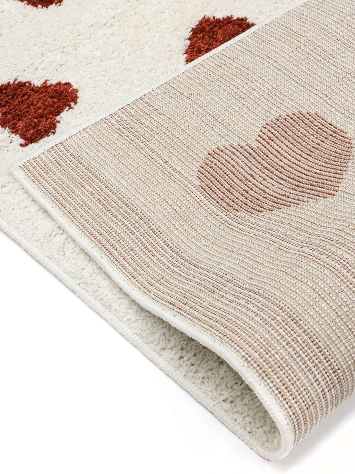 RugVista Heartbeat Kinderteppich, 140 x 200 cm, Off Weiß/Rot