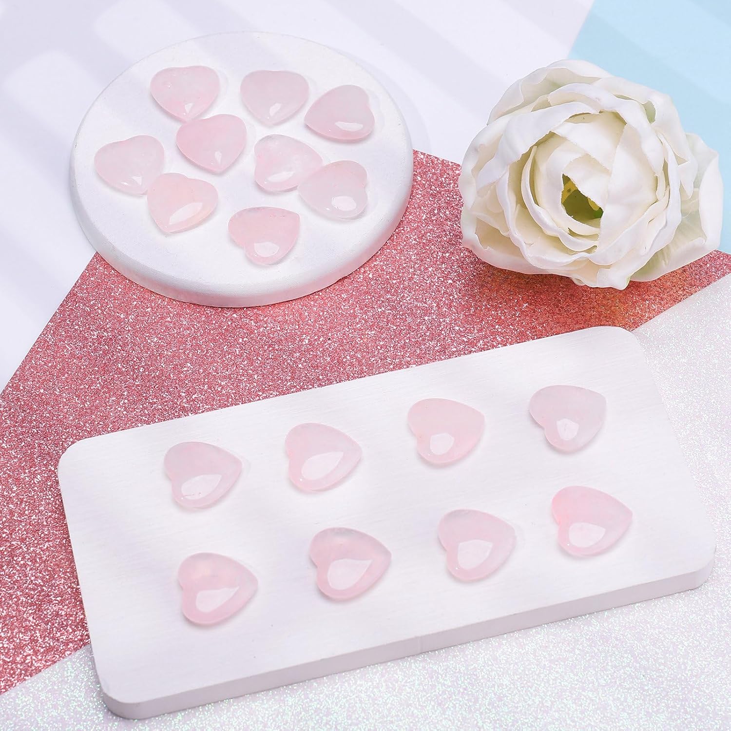 60 Pcs Rose Quartz Crystals,Heart Natural Polished Crystal,0.8 Inch Mini Healing Stone,Worry Stone Bulk,Love Carved Palm Thumb Gemstone for Reiki Energy Balancing Meditation(Pink) - Image 6