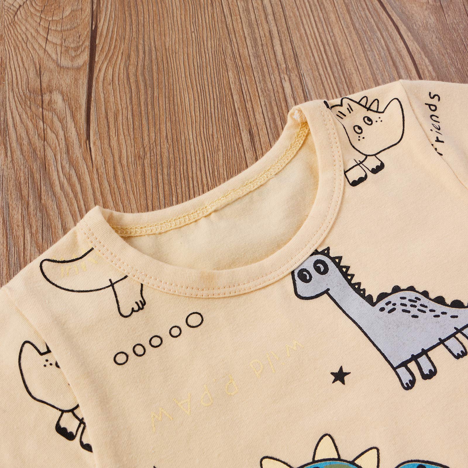 Infant Toddler Baby Boys Clothes Set Short Sleeve Dinosaur Print Sweatshirt Top Tank Short 2Piece Summer Outfits (Blue+Short Sleeve, 2-3 Years)