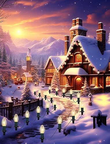 Miniatura 5 de Luces de camino de Navidad para exteriores, 38 pies, conectables, C9, luces de Navidad para exteriores, impermeables, con 25 luces C9 blancas