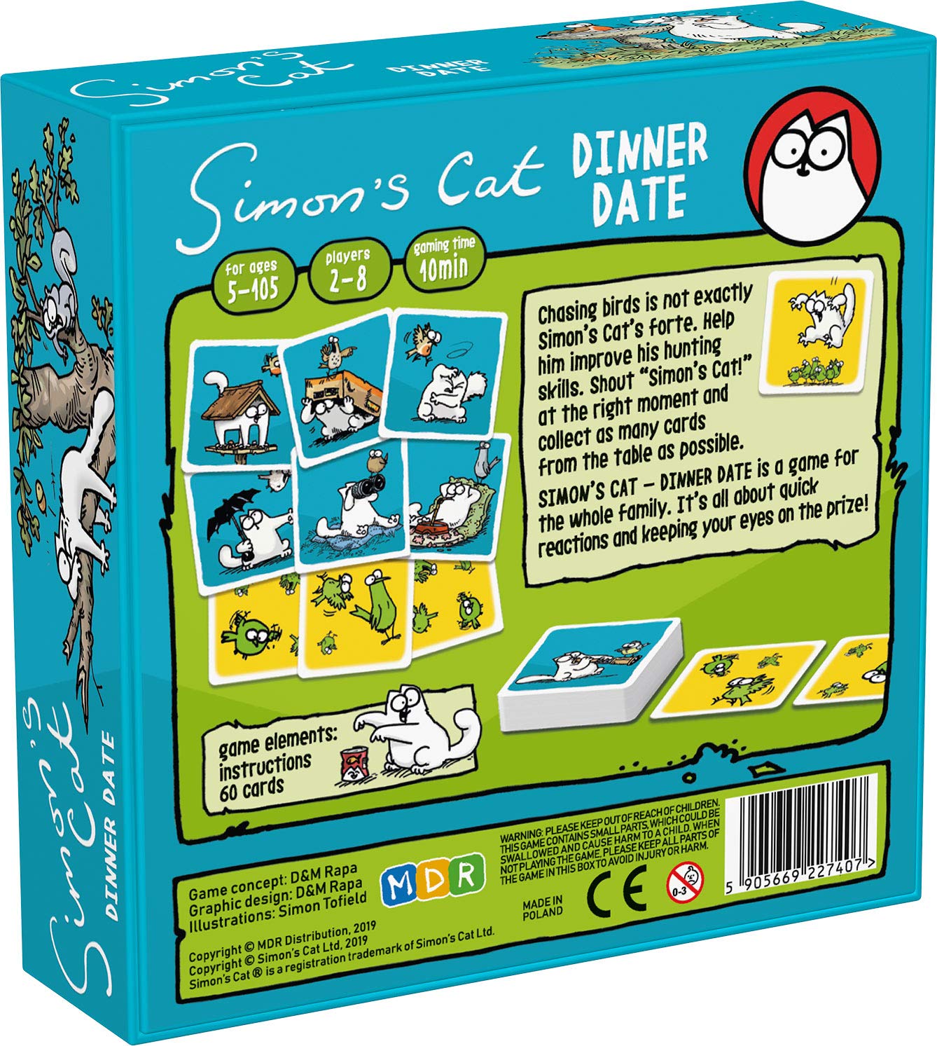MDR Publishing Simon's Cat Dinner Date Card Game Families Speed Reflex Game Fast Paced Fun Travel Card Games Game Nights Travel Games Simon's Cat Gifts Cards Game, Multi (MDR202)