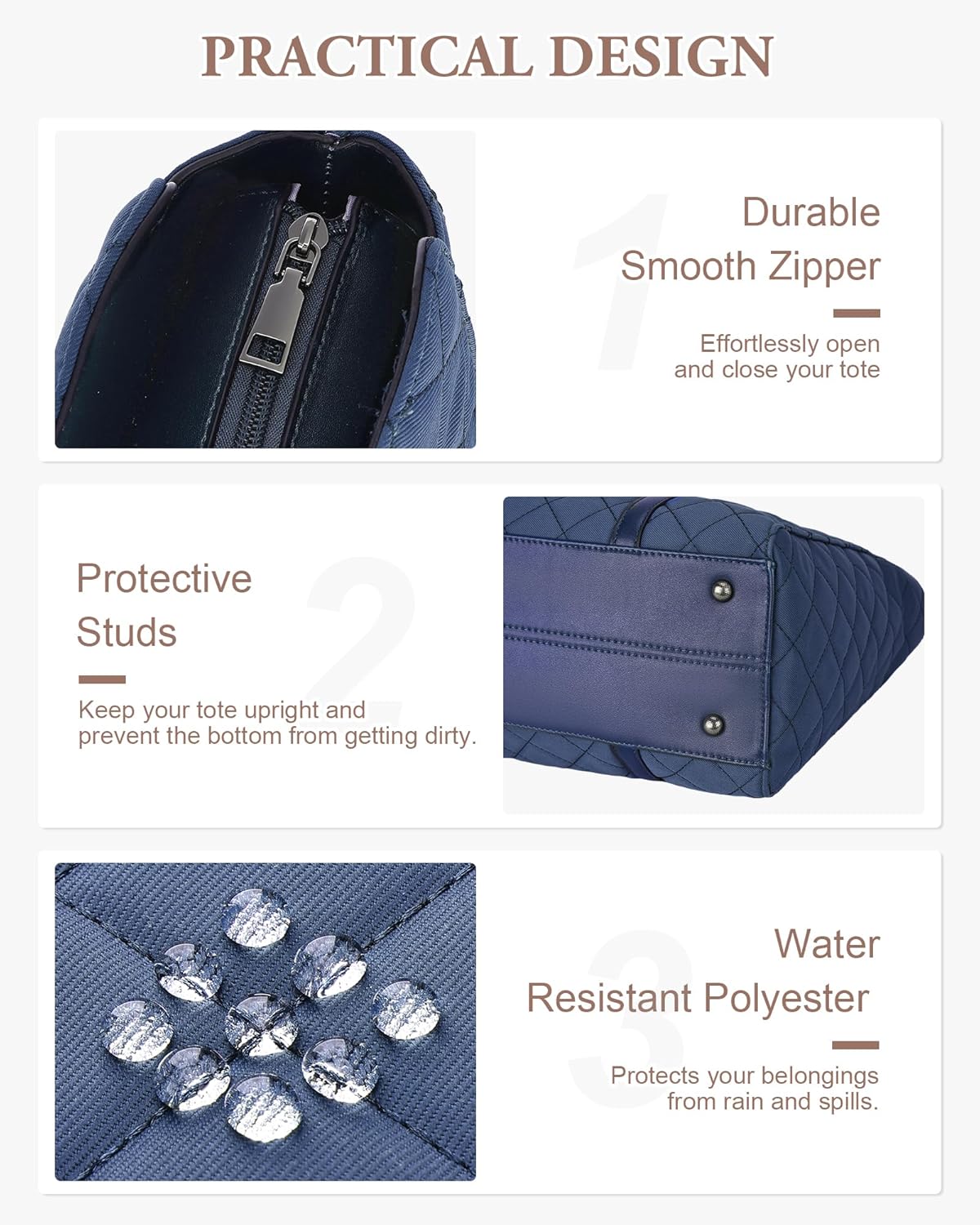 VASCHY Quilted Laptop Tote Bag for Women, Medium Puffer Work Shoulder Bag Purse