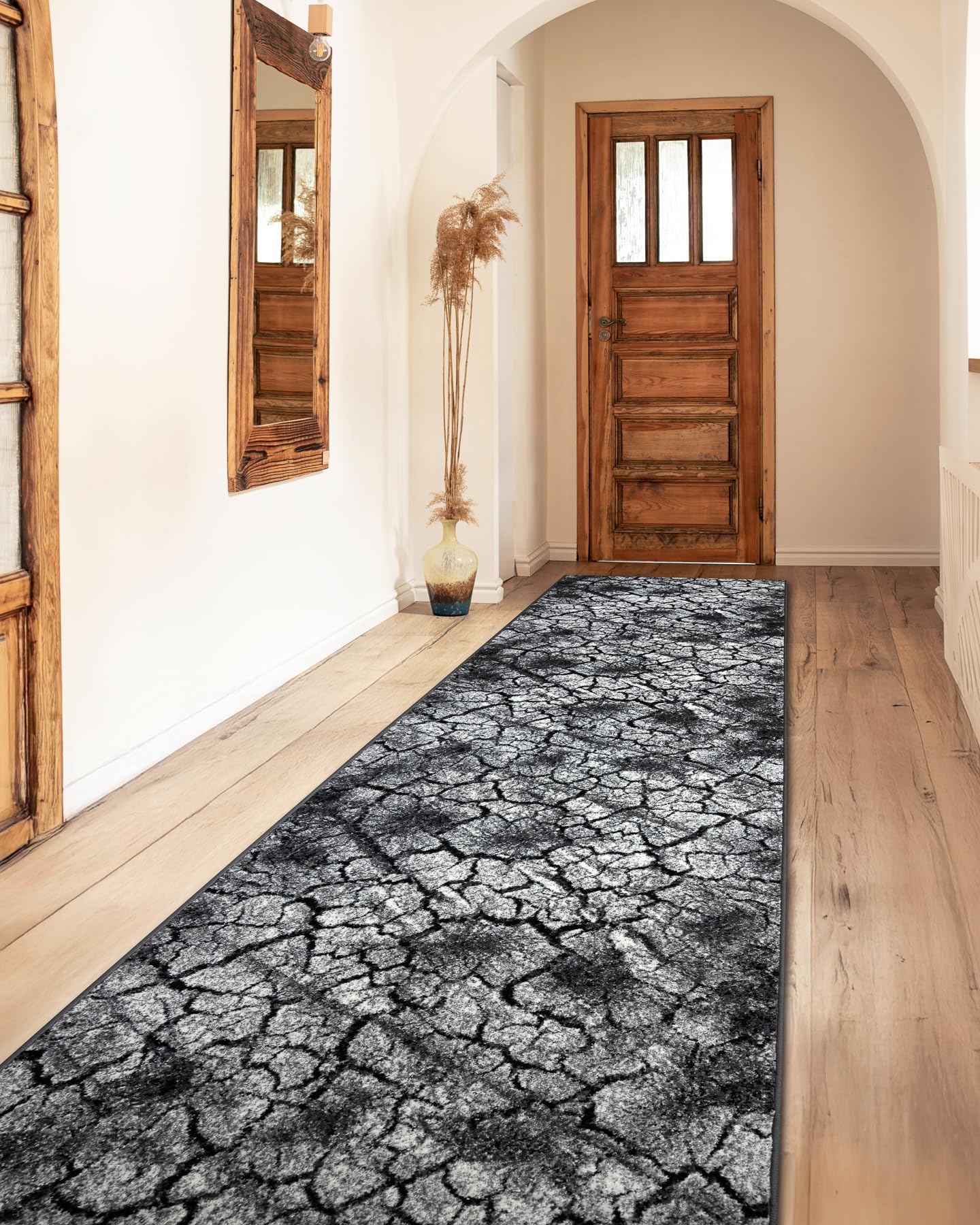 Bieżnik Silver Terra popękany spód szary 80 cm 80 x 200 cm szary