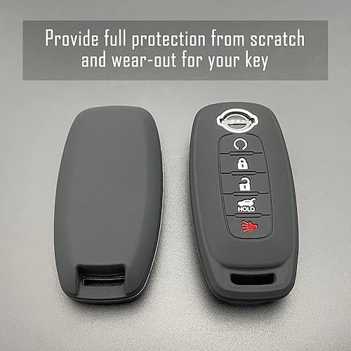 Miniatura 3 de TANDRIVE Funda para llavero de 5 botones para Nissan Rogue Pathfinder 2023 2024 2025 y Sentra 2024 2025, silicona, paquete de 2, color negro
