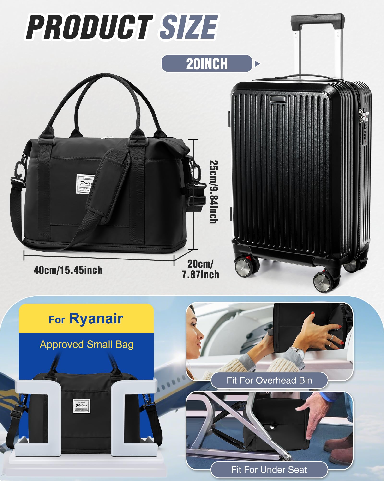 SZLX Zaino Ryanair 40x30x20 Sottovuoto Zaino da Viaggio 40x30x20 Wizzair Bagaglio a Mano 40x20x25 Borse da Cabina per Easyjet 45x36x20 Donna con USB Adatto a PC da 14 Pollici, Valigia con Sottovuoto