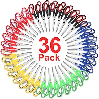 36 Packs Scissors, 8" Multipurpose Scissors, Ultra Sharp Blade Shears, Comfort-Grip Handles, Sturdy Sharp Scissors for Office Home School Sewing Fabric Craft Supplies, Right/Left Handed