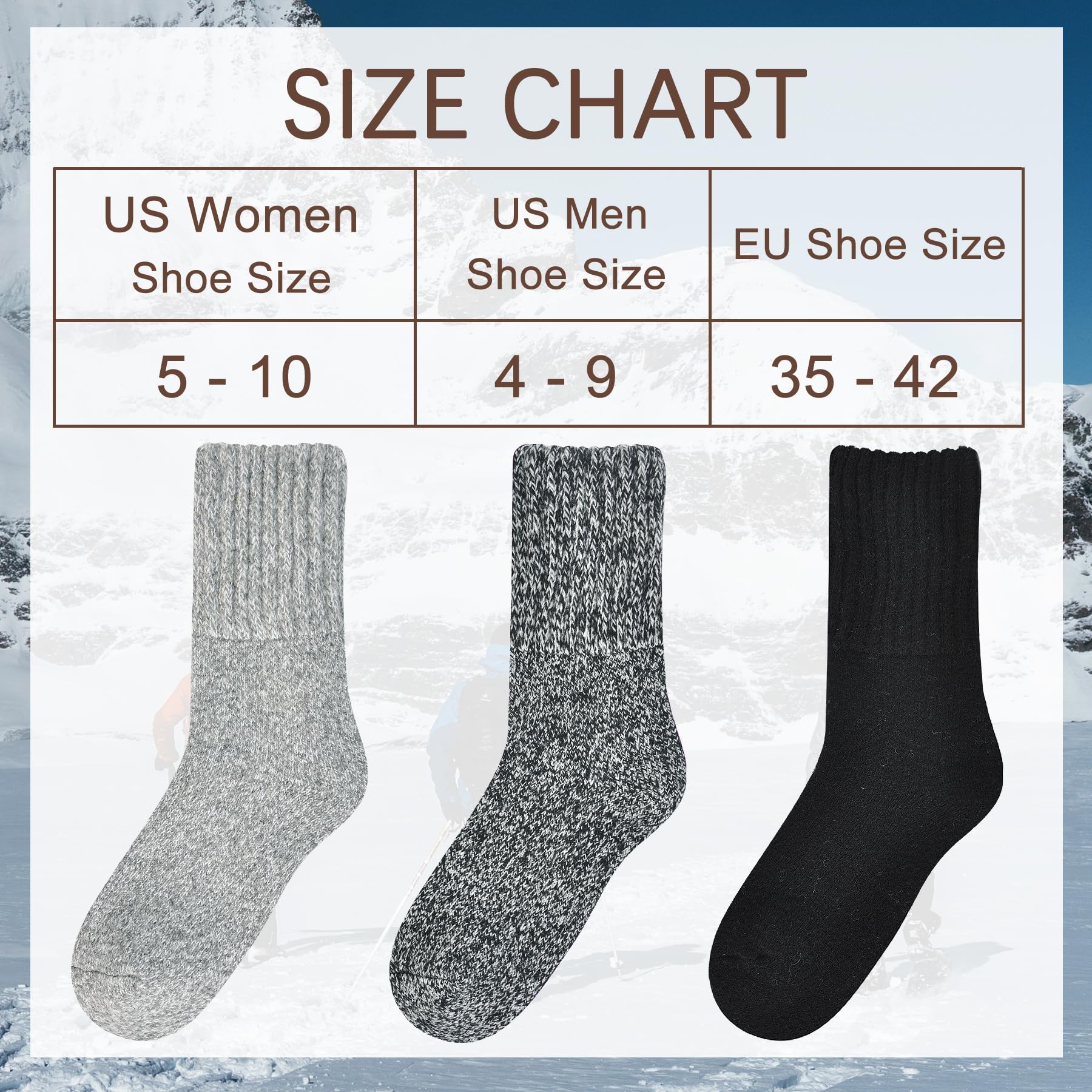 Calcetines térmicos para botas para mujer, calcetines cálidos para invierno, gruesos, para senderismo, jóvenes, 3/5 pares, 5-10