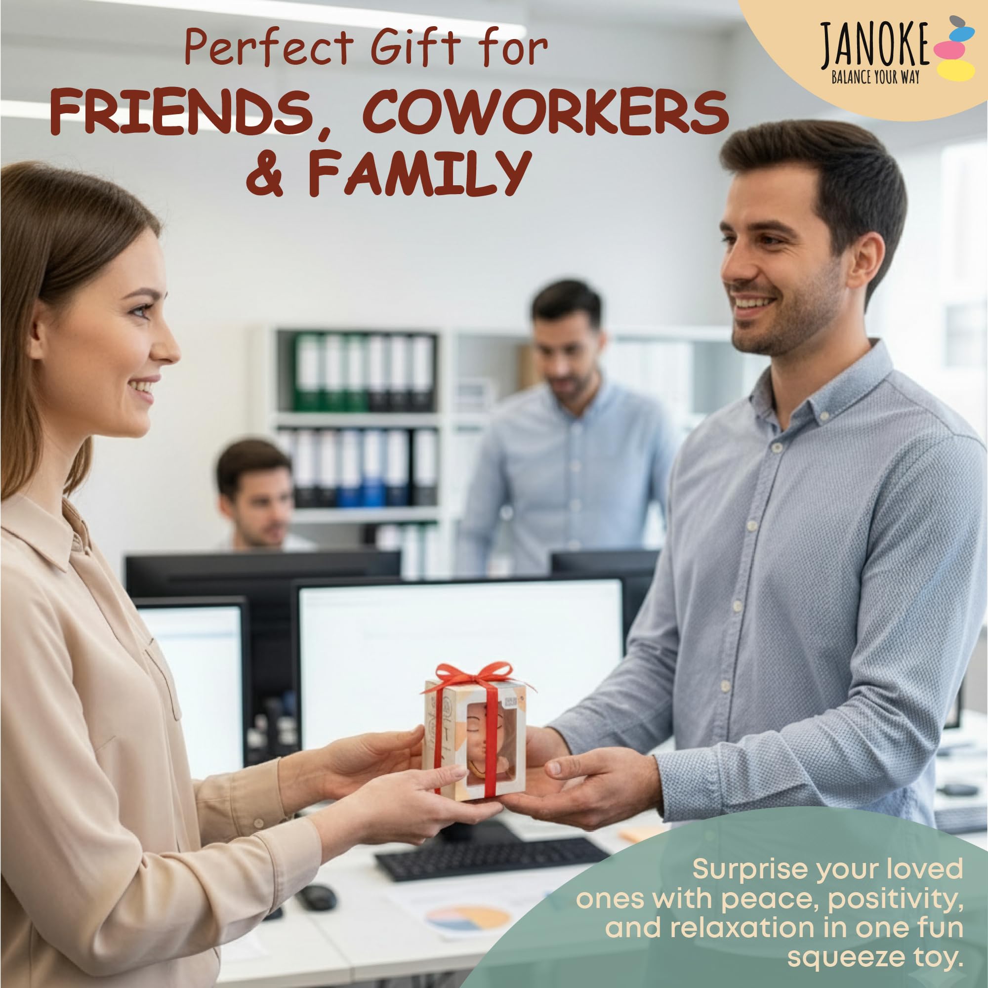 Funny Stress Balls for Adults - Zen Style Squishy Squeeze Toy, Hilarious Gag Gift for Coworkers, Men & Women – Unique Stress Relief Desk Toy