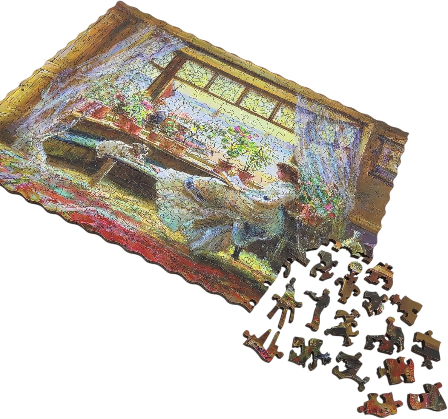 Wooden Puzzle for Adults - Uniquely Shaped Pieces - Made in The USA by FoxSmartBox - 275 Pieces - Reading by The Window