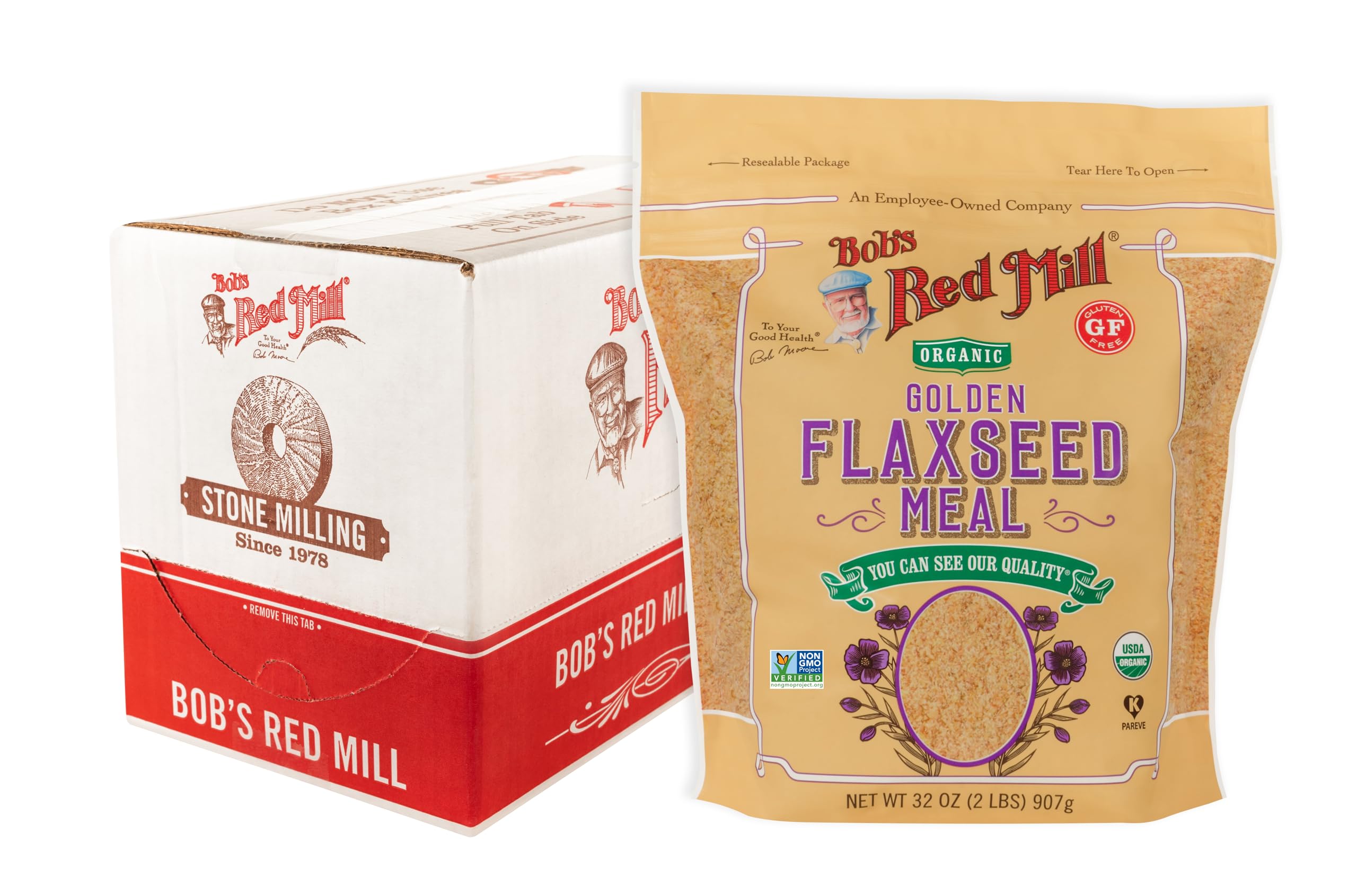 Bob's Red Mill Organic Golden Flaxseed Meal, 32oz (Pack of 4) - Non GMO, Vegan, Paleo Friendly, Keto Friendly, Kosher
