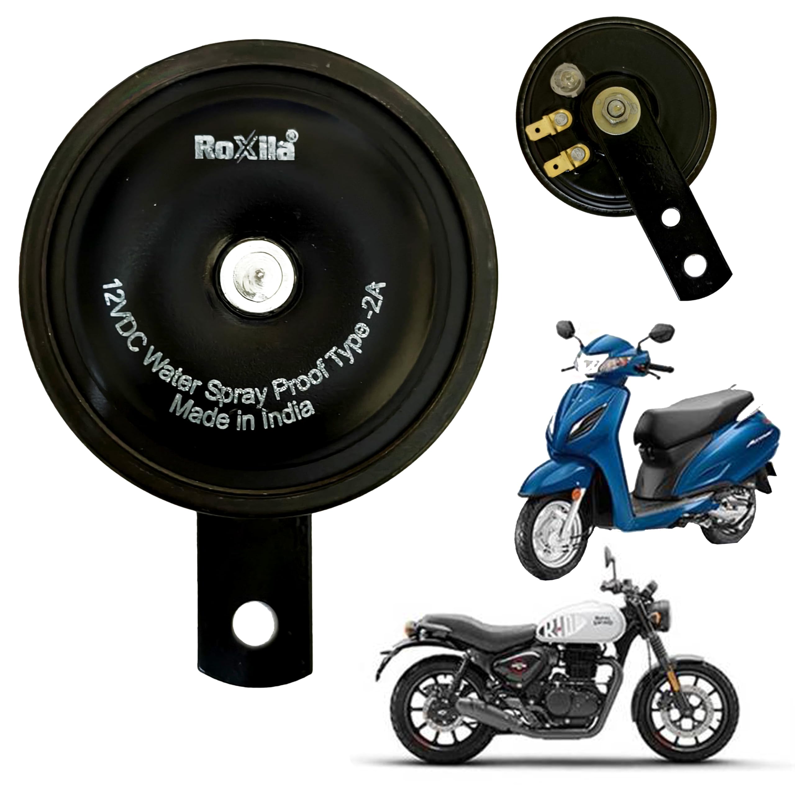Roxila Heavy Duty Bike Horn – 12V DC Water Resistant, High Performance Loud Sound, Universal Fit for Motorcycles & Scooters – Made in India