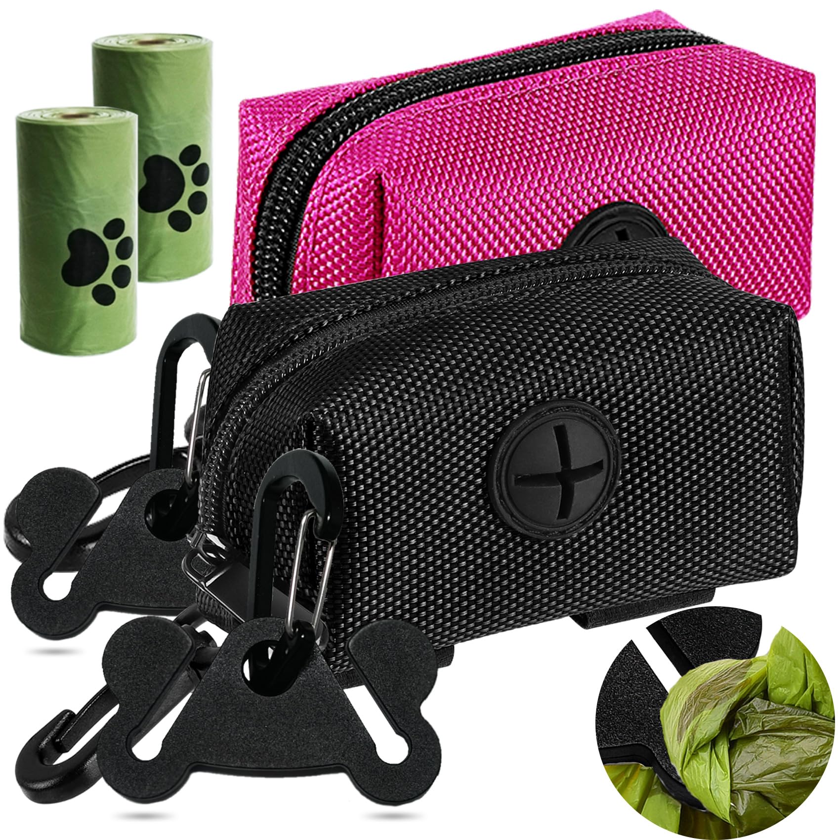 Hilihali 2Packs Dog Poop Bag Holder for Leash Attachment Dog Poop Bag Dispenser Dog Waste Bag Dispensers Dog Poop Bag Holders Fit Dog Leash Accessory