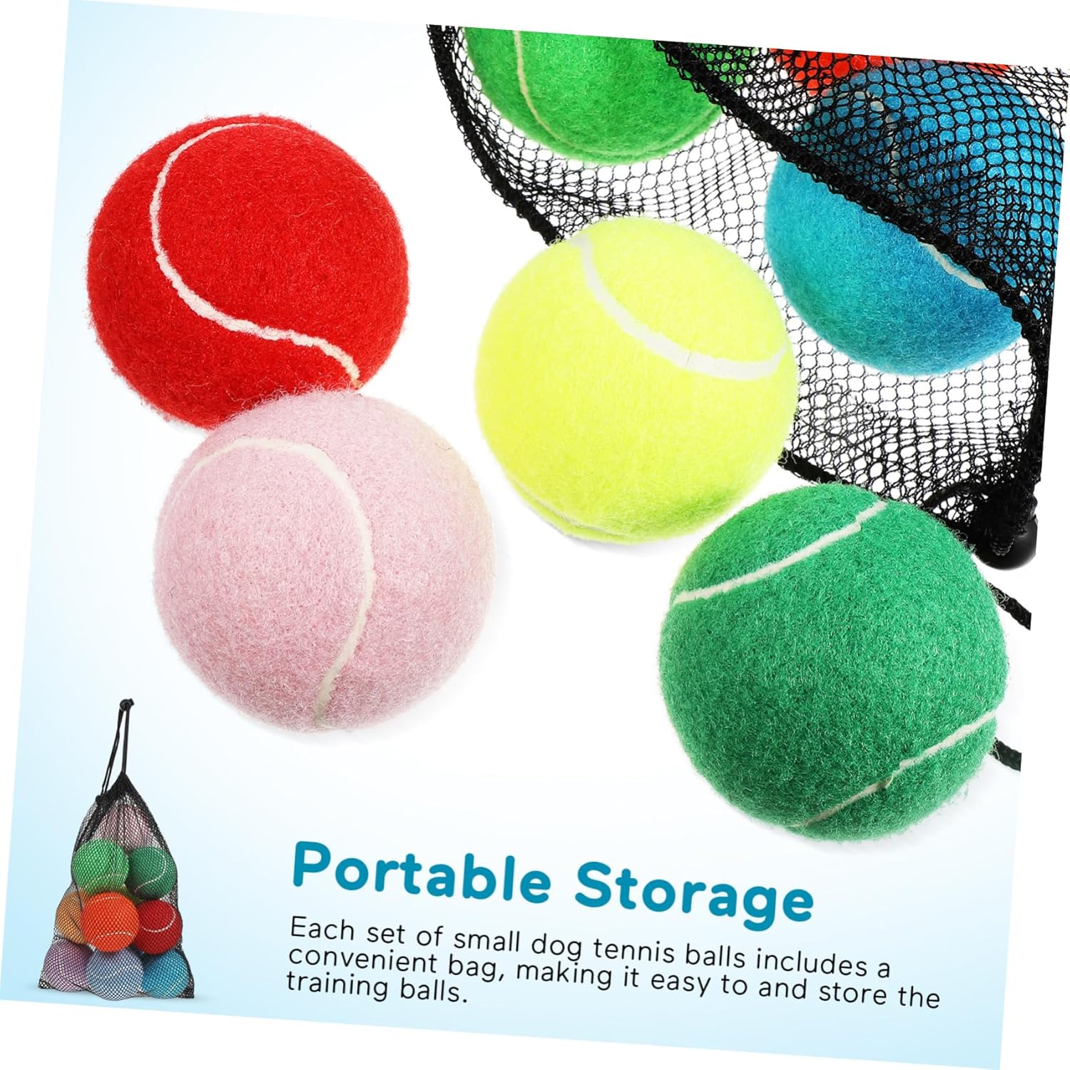COLLBATH 12pcs Dog Tennis for Training and Play Safe Non-Abrasive with Mesh Bag for Dogs and Puppies
