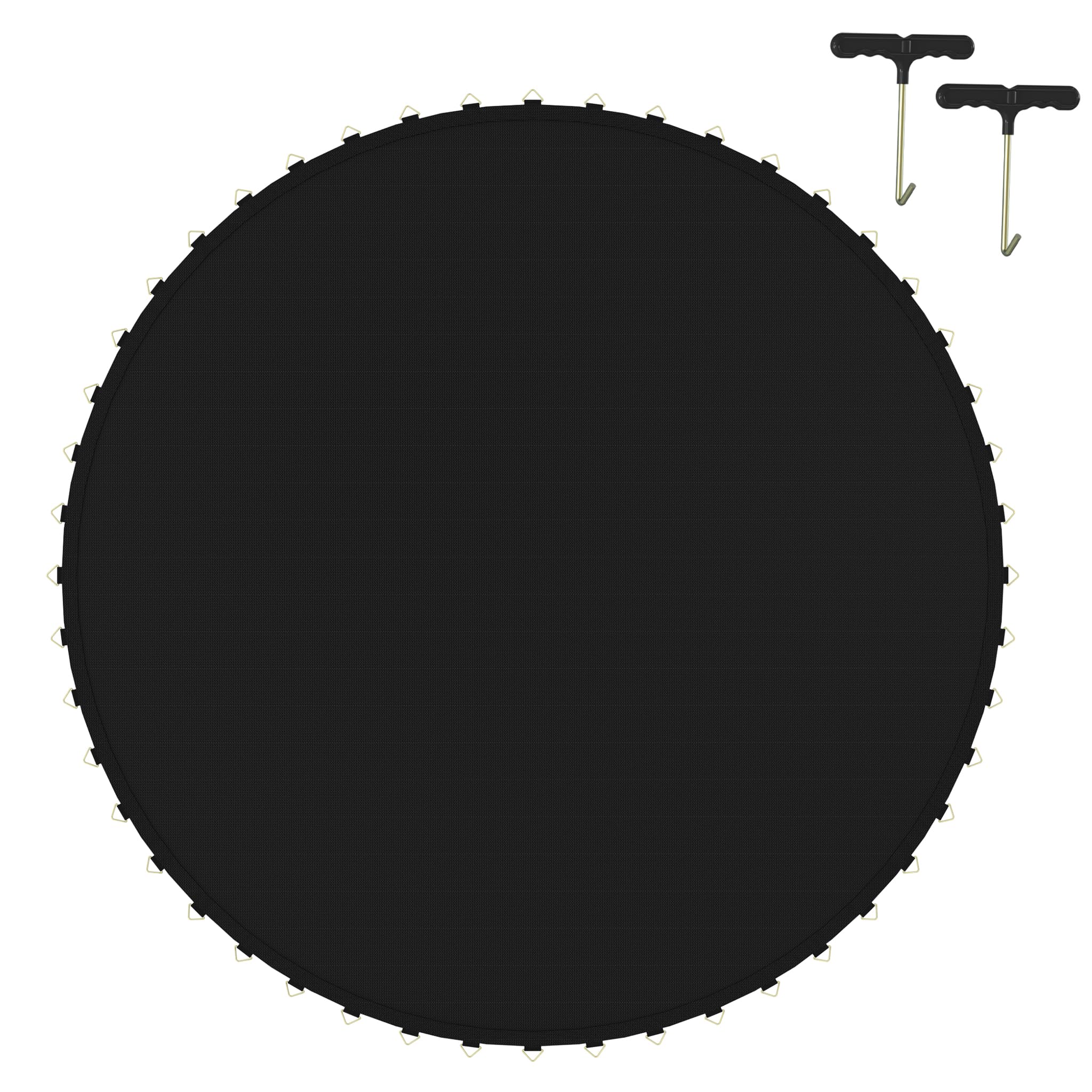 YEATHOR Replacement Trampoline Mat Jumping Mat 10FT Universal PP Jumping Pad Bounce Mat with T-shaped Spring Puller Tool and V-Hooks Accessory for 10FT Trampoline, Black