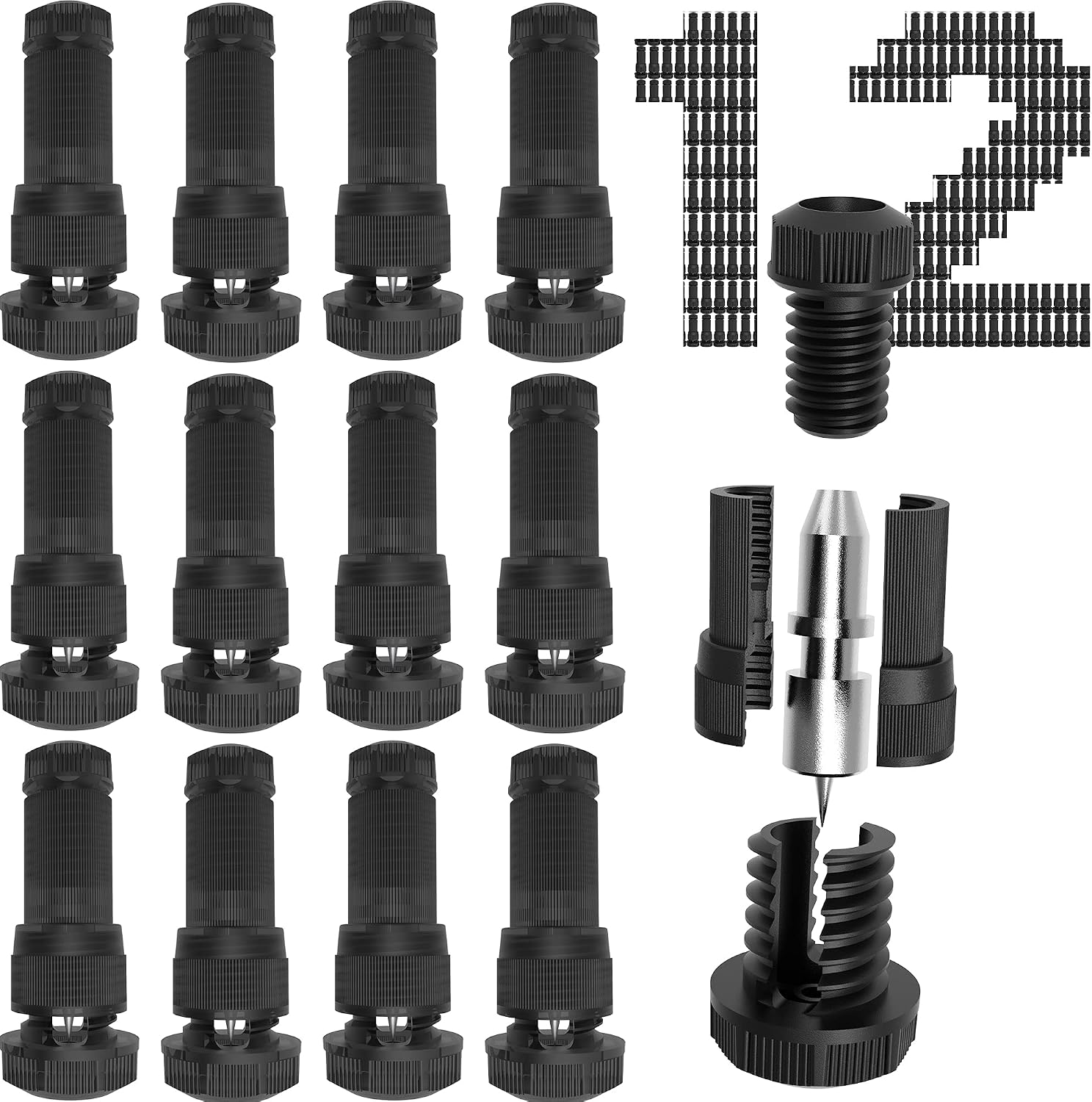 JACKYLED 12-Pack Low Voltage Wire Connectors for Landscape Lighting, Replacement 12-16 Gauge Cable Fastlock Piercing Connectors for Outdoor Pathway Lights Spotlights (Black)
