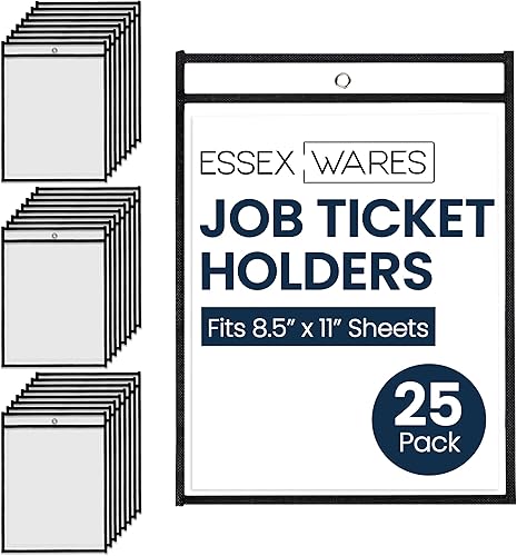 Miniatura 7 de Paquete de 25, soportes negros para boletos de trabajo, 10 pulgadas de ancho x 13.5 pulgadas de alto - Soportes para boletos de tienda de plástico