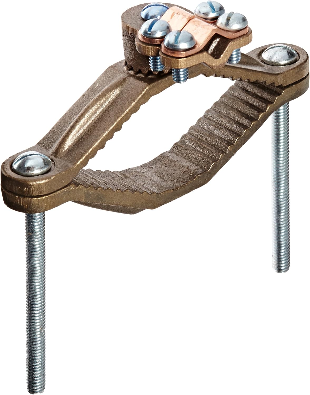 Morris Products 91694 Ground Clamp, With Adaptor, For Armored and Unarmored Wire, 8-4/0 Wire Range, 2-1/4" - 4" Water Pipe Range