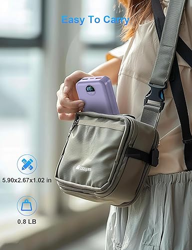 Miniatura 8 de Cargador portátil con enchufe de pared, cargador de batería USB C de 20000 mAh de carga rápida, batería externa con cables integrados, pantalla