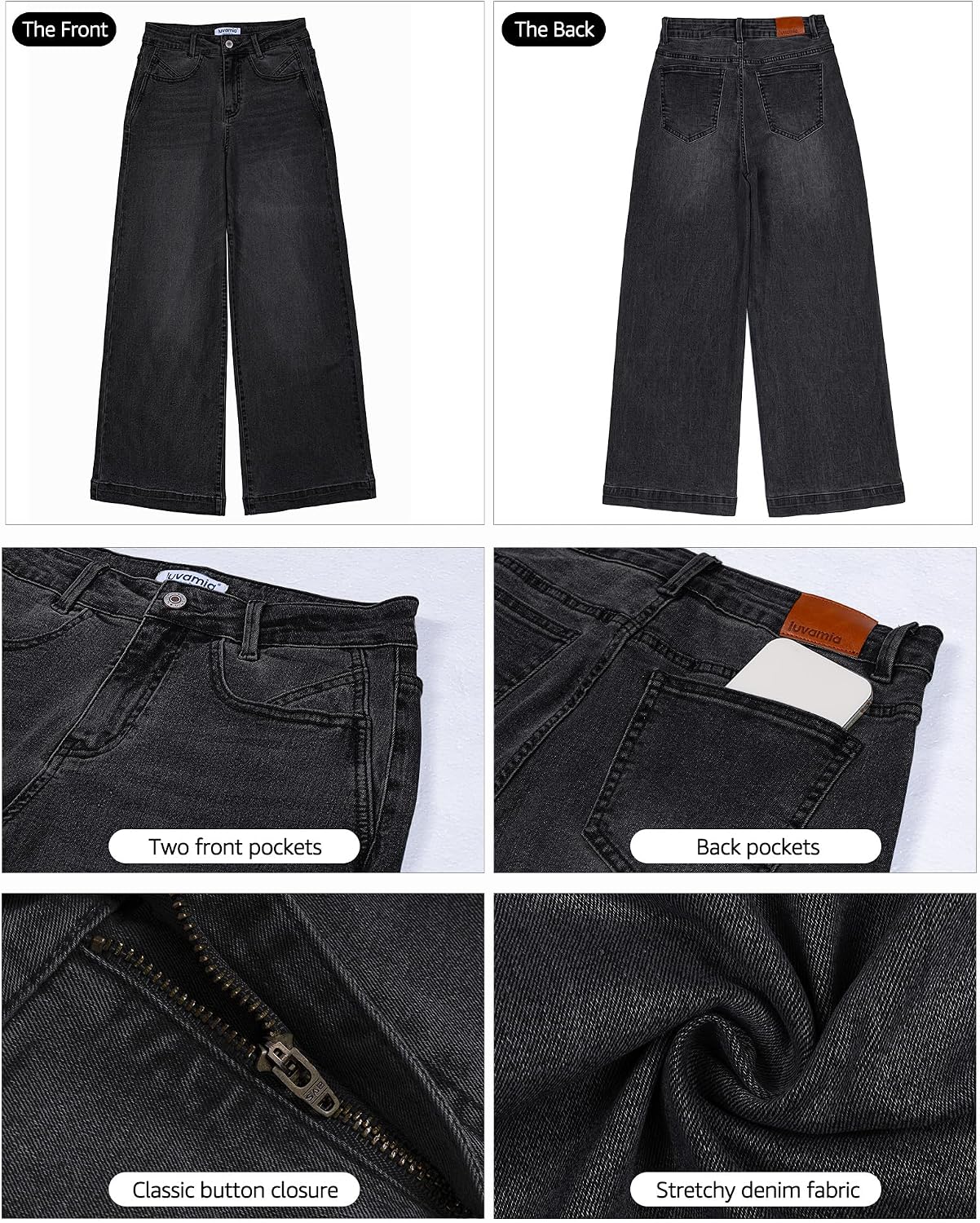 luvamia Wide Leg Jeans for Women Distressed Baggy Denim Pants High Waisted image 4
