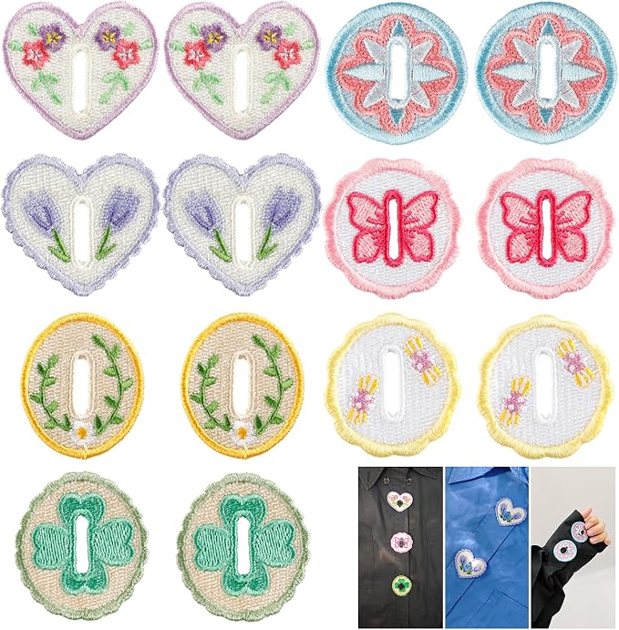 Amazon.com: 14Pcs Embroidered Button Stickers, Button Hook Embroidered ...