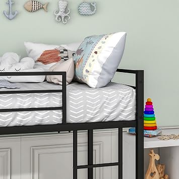3FT Single Over Single Bunk Beds, Single Loft Bed, Black