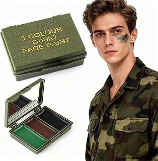 PFSLiang 3 Colores Pintura para Camuflaje Facial de Tres Colore, Mini Kit de Pintura Facial, Maquillaje de Camuflaje CS（Nero, marrone, verde), PSFLiang face cream2