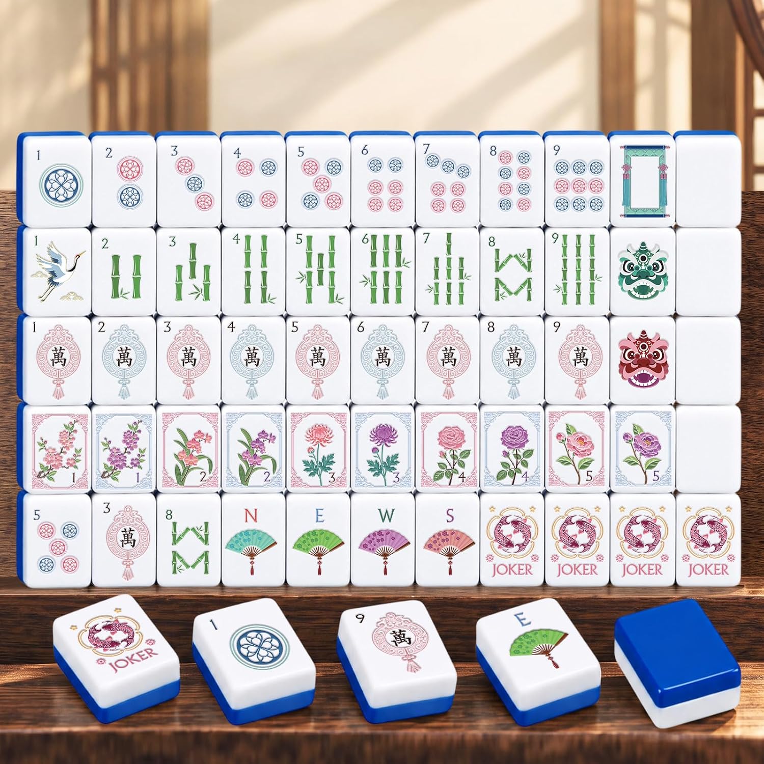 All tiles of the Oriental American Mahjong Tiles set