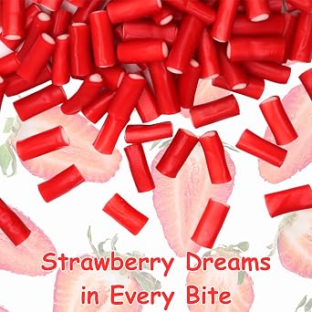 Mini Strawberry Pencils Sweets Bag 500g - Red & White Filled Cables Candy