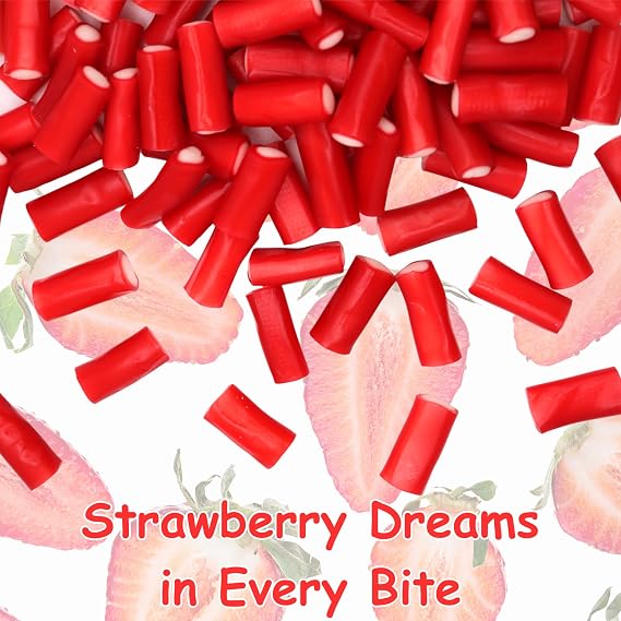 Mini Strawberry Pencils Sweets Bag 500g - Red & White Filled Cables Candy