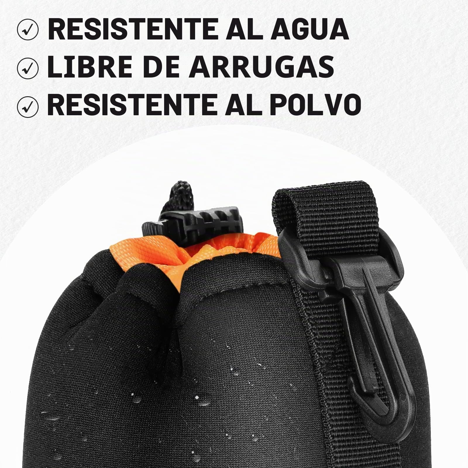 NEEWER Estuche para Lente de Cámara (Paquete 4 / 4 Tamaños) Bolsa Protectora Gruesa con Diseño de Cordón Interior Naranja Bolsa de Neopreno de Felpa Suave Compatible con Lente Sony Canon Nikon DSLR