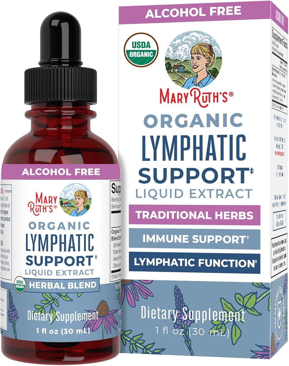 Lymphatic Support Drops by MaryRuth's | USDA Organic Lymphatic Cleanse Immune Support Supplement| Lymphatic Support with Echinacea & Elderberry | Blue Vervain | Vegan | Non-GMO | 30 Servings
