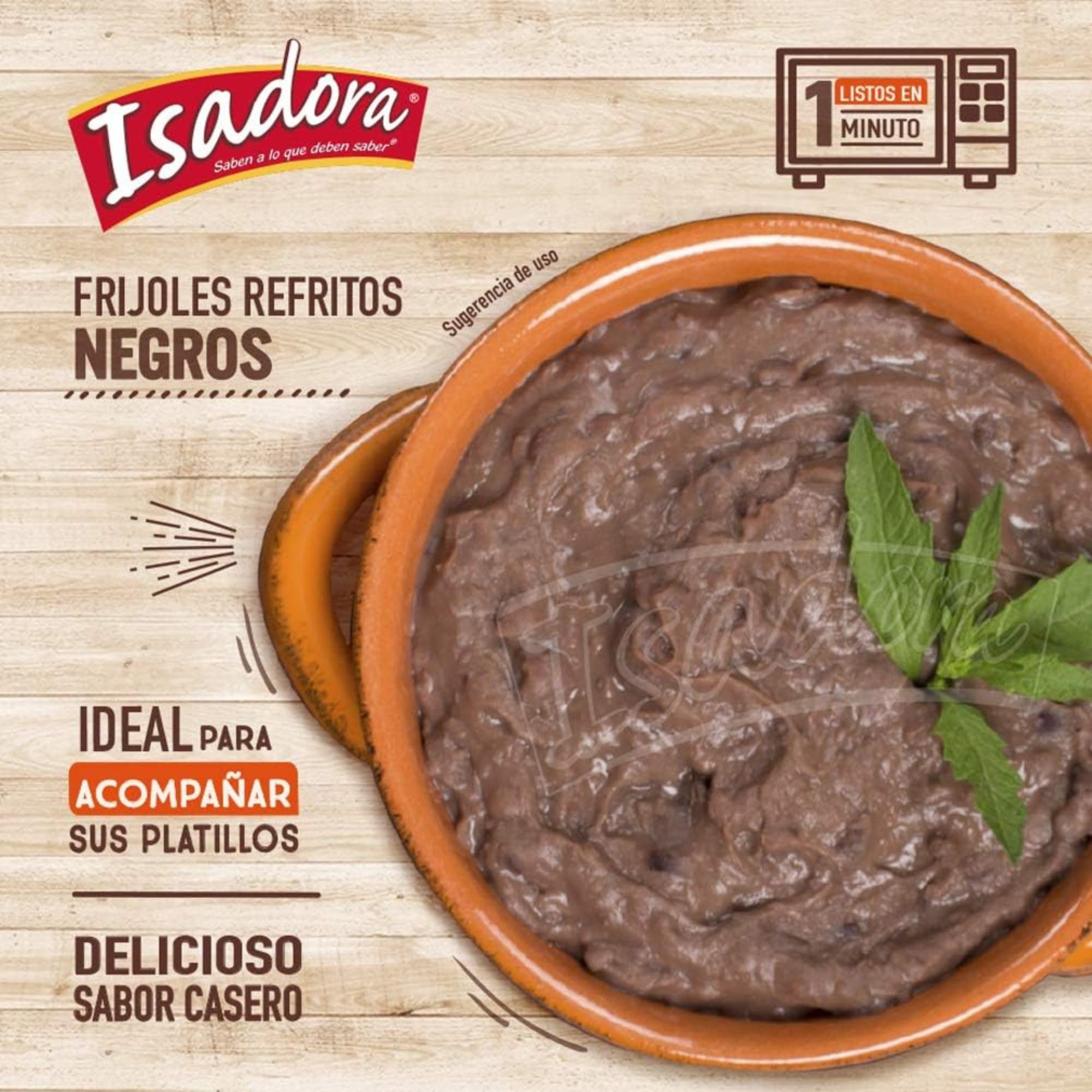Frijoles Refritos Negros Isadora 430g Bolsa Hechos en México Sin conservantes Ingredientes naturales Listo para comer