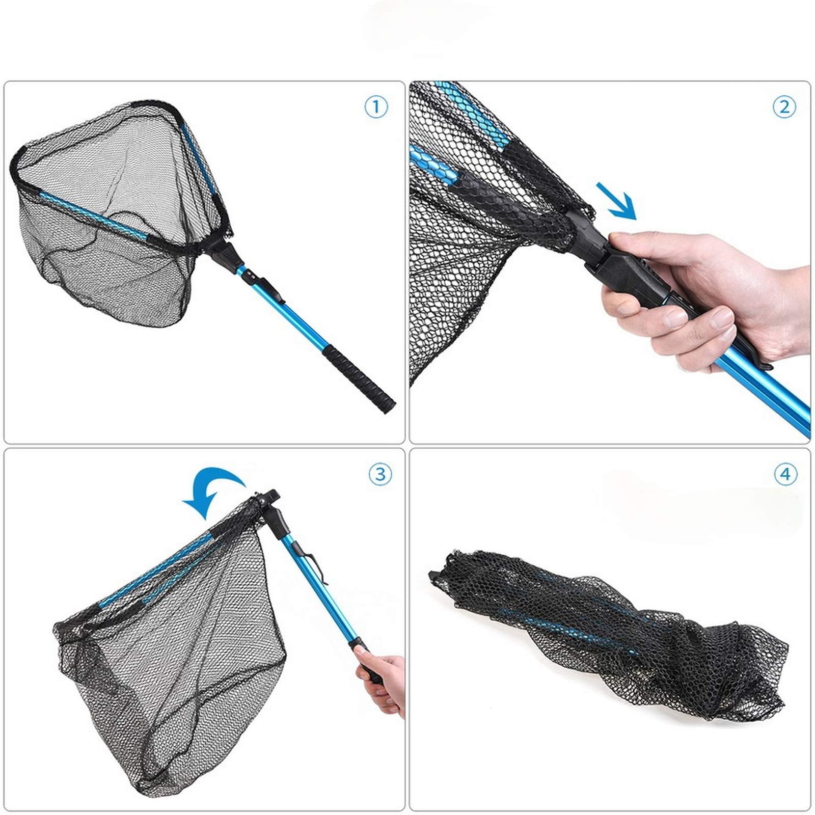 Filet De Pêche Pliable Diamètre 99 Cm – Double Ligne, Ouverture à Nœud Pour Pêche Pont/jetée, Robuste