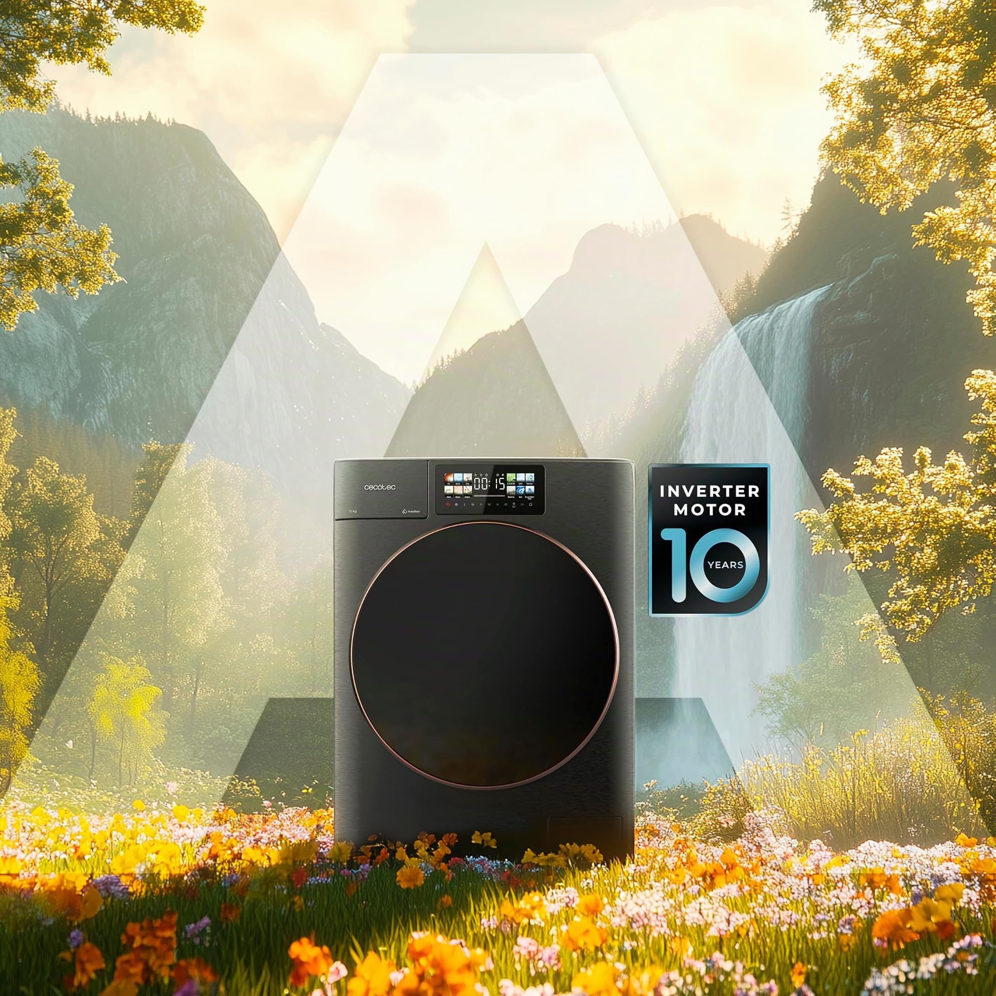 Cecotec Bolero DressCode 12950 Autodose Direct Drive 3D Titanium | Waschmaschine 12 kg, Energieklasse A, Direct Drive Motor, 1400 rpm, 13 Programme, 9,2-Zoll-Touchscreen, SteamMax, XXL-Tür