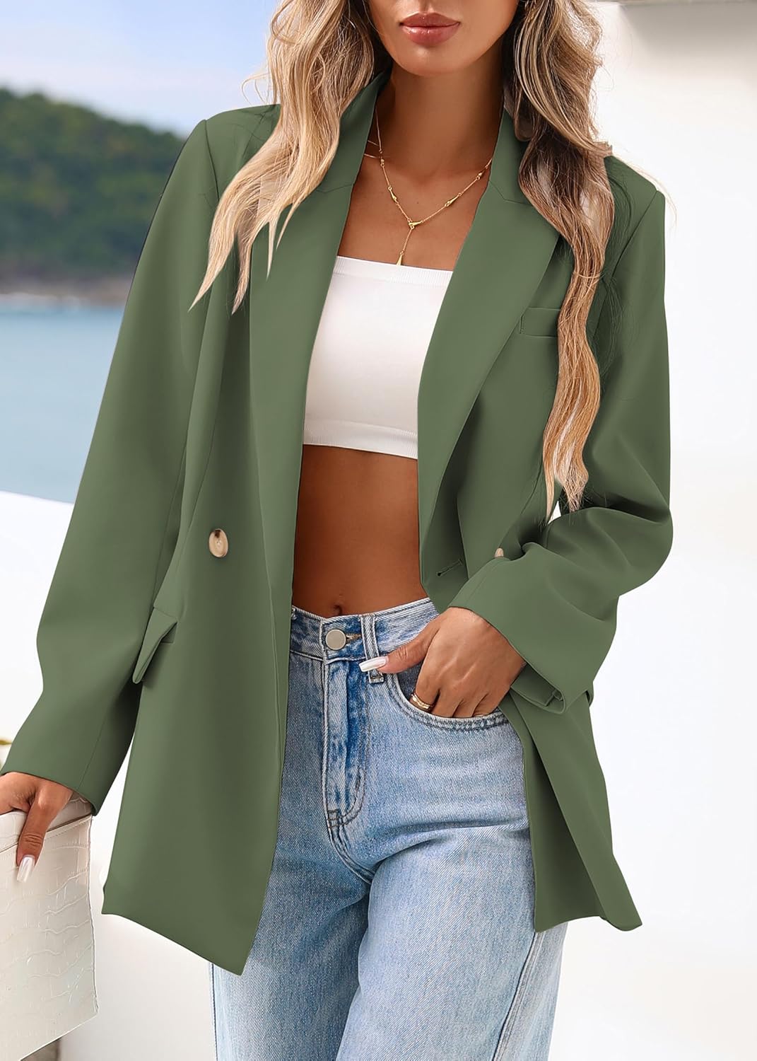 Lazysmile Blazers for Women Business Casual Long Sleeve Lapel Open Front Suit Jacket Office Work Clothes with Pockets - Image 9