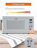Vista 3 de COMMERCIAL CHEF Microondas de 1.6 pies cúbicos con 10 niveles de potencia, microondas pequeño con botón pulsador, microondas de 1000 vatios