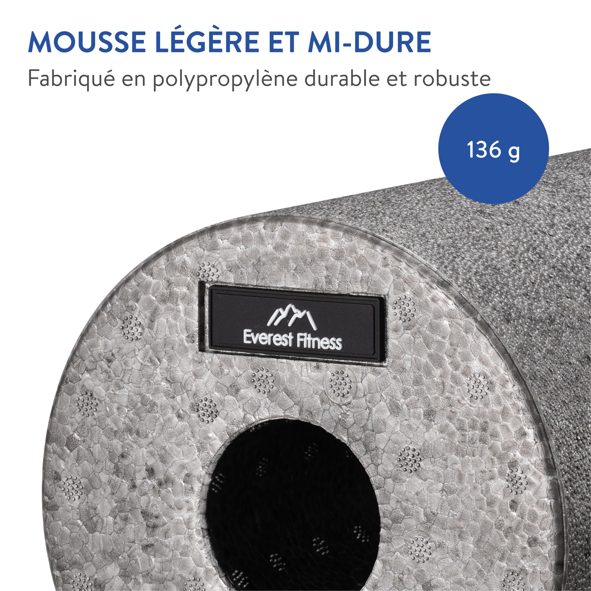 Rouleau Massage Mousse Haute Densité 12x6 Pouces – Ferme, Noir, ProSource