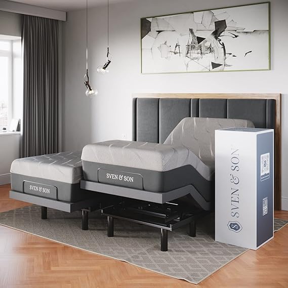 Sven & Son Split King Adjustable Bed Base Frame + 10" Luxury Cool Gel Memory Foam