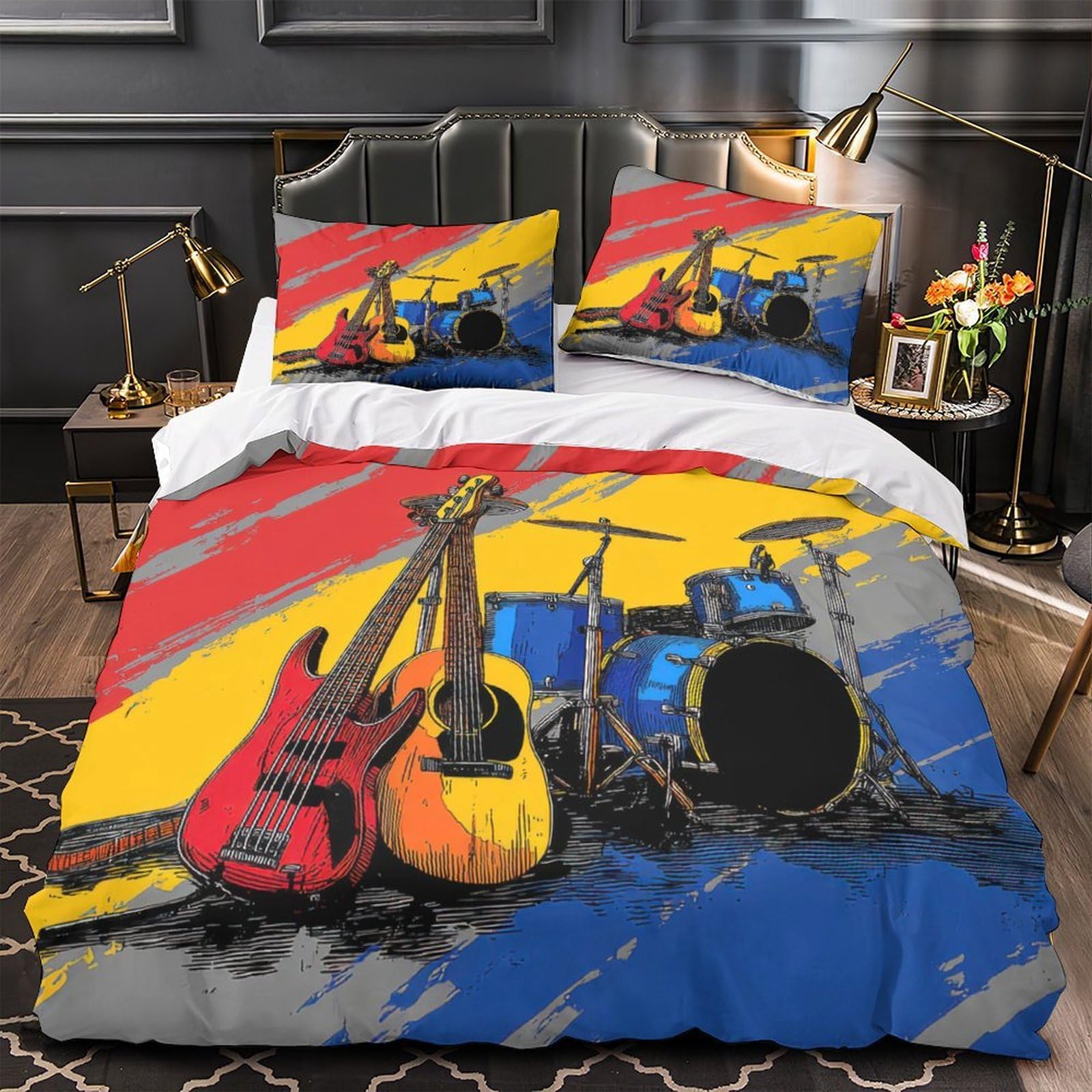 Housse de couette musique hypoallergénique pour lit simple d'adolescent